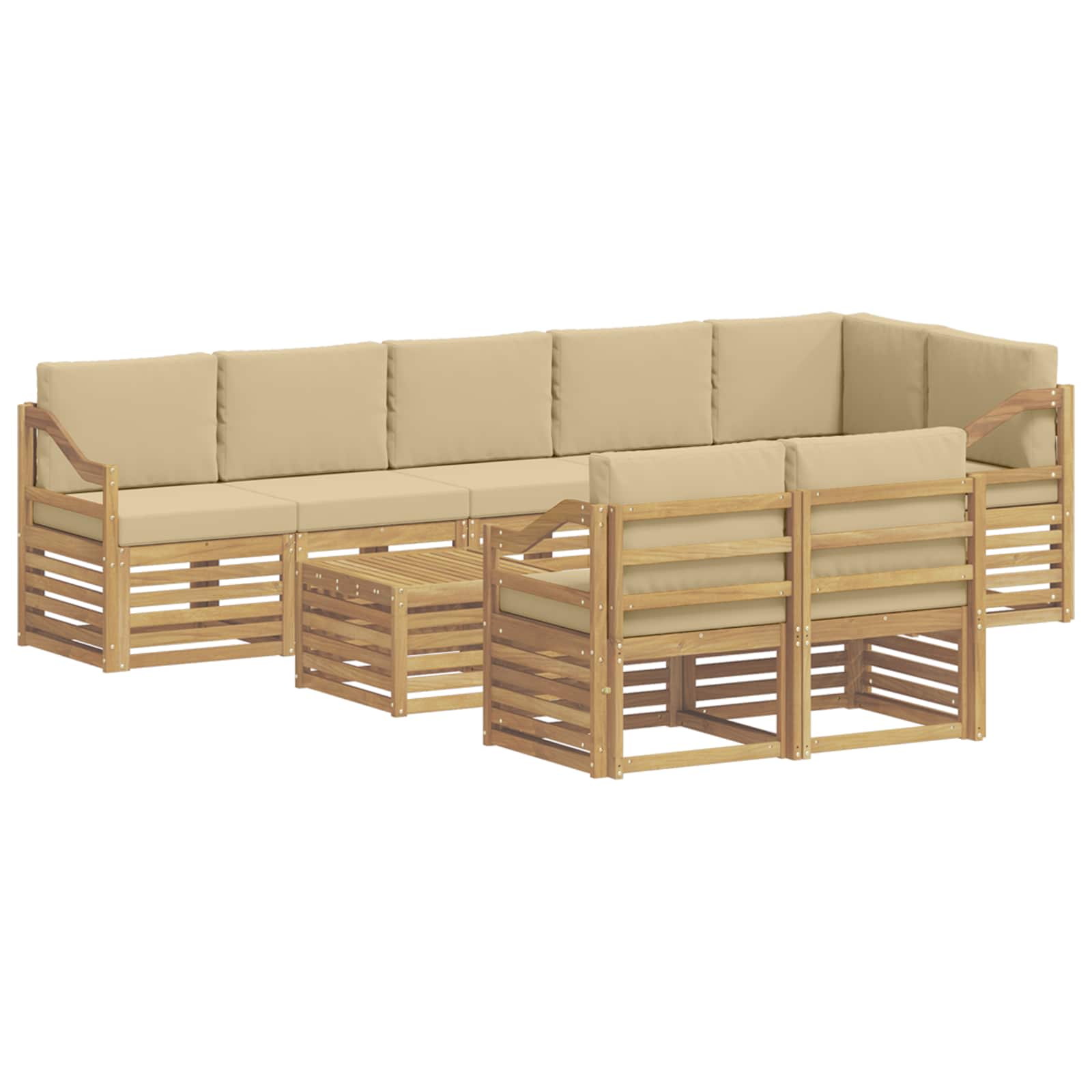 vidaXL Zestaw sof na zewnątrz 9 pcs Biały i Beżowy 59 x 59 x 37 cm