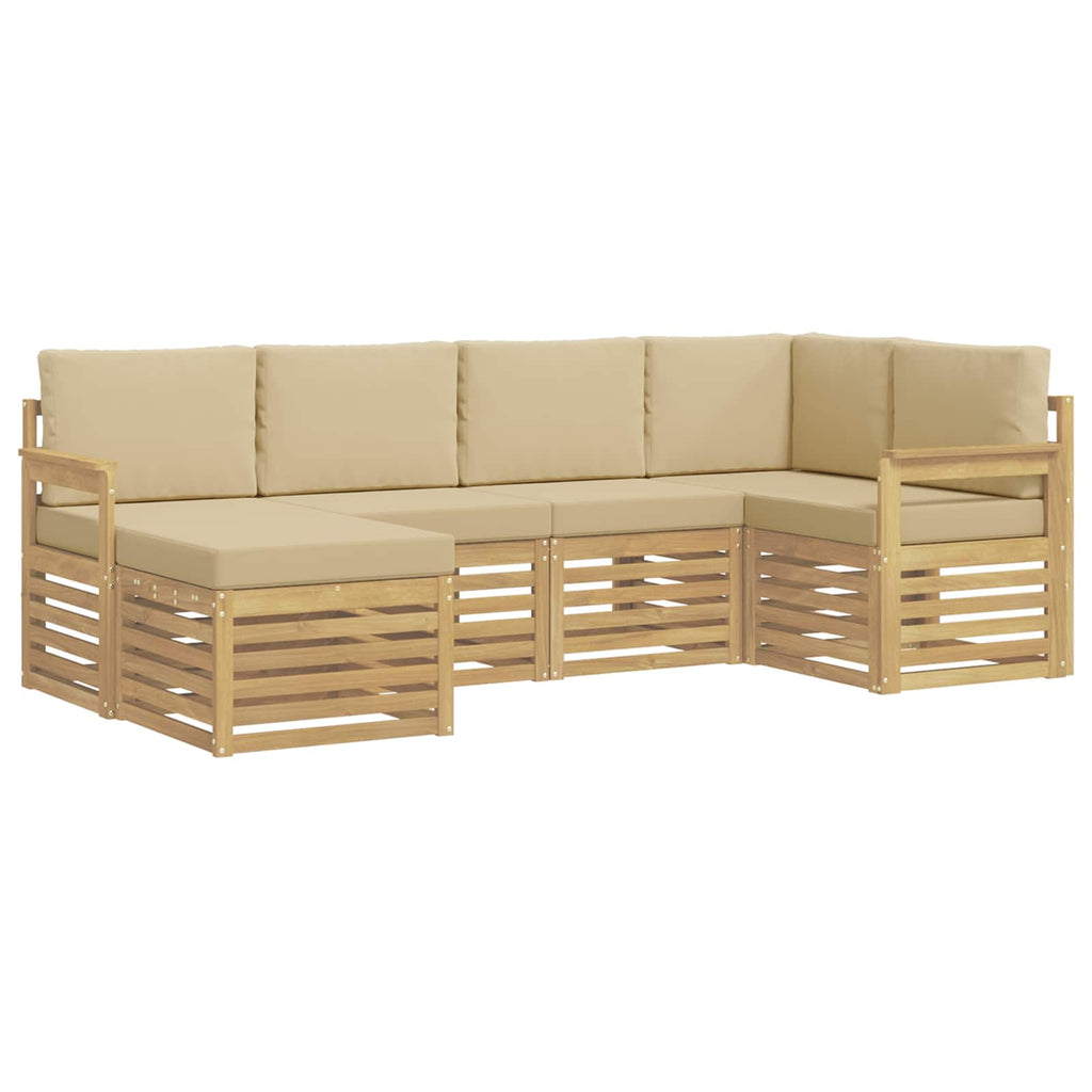 vidaXL Zestaw sof na zewnątrz 6 pcs Biały i Beżowy 247 x 128,5 x 73 cm
