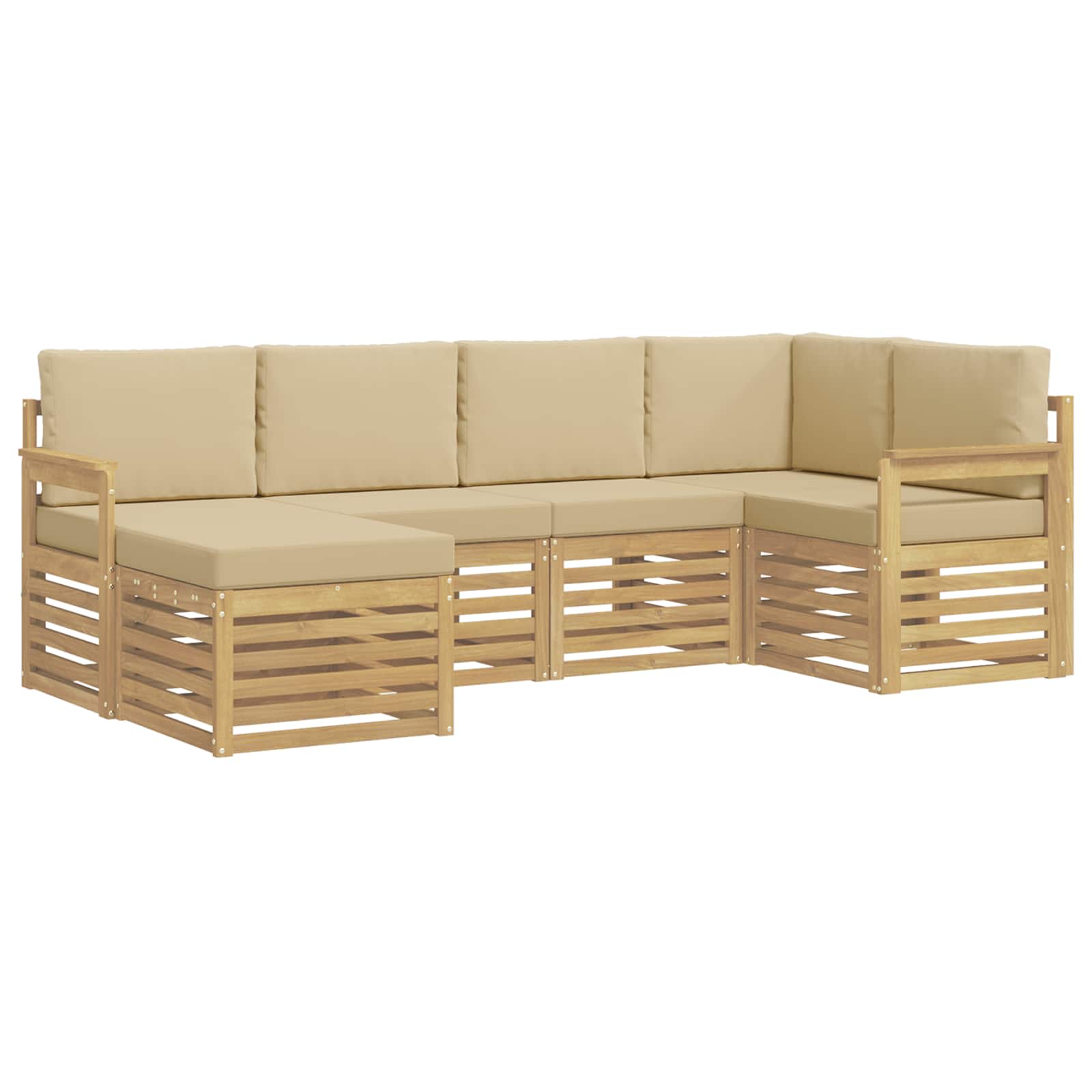 vidaXL Zestaw sof na zewnątrz 6 pcs Biały i Beżowy 247 x 128,5 x 73 cm
