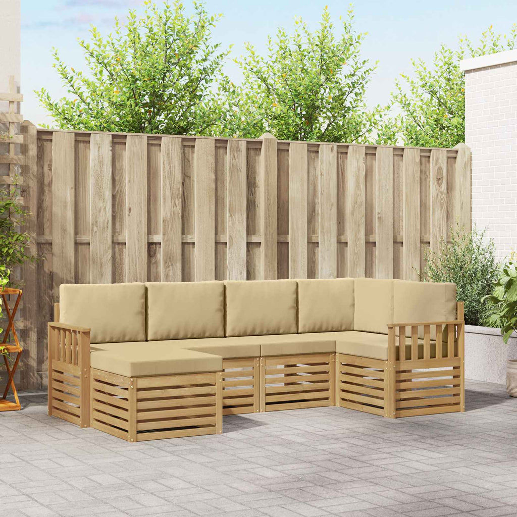 vidaXL Zestaw sof na zewnątrz 6 pcs Biały i Beżowy 247 x 128,5 x 73 cm