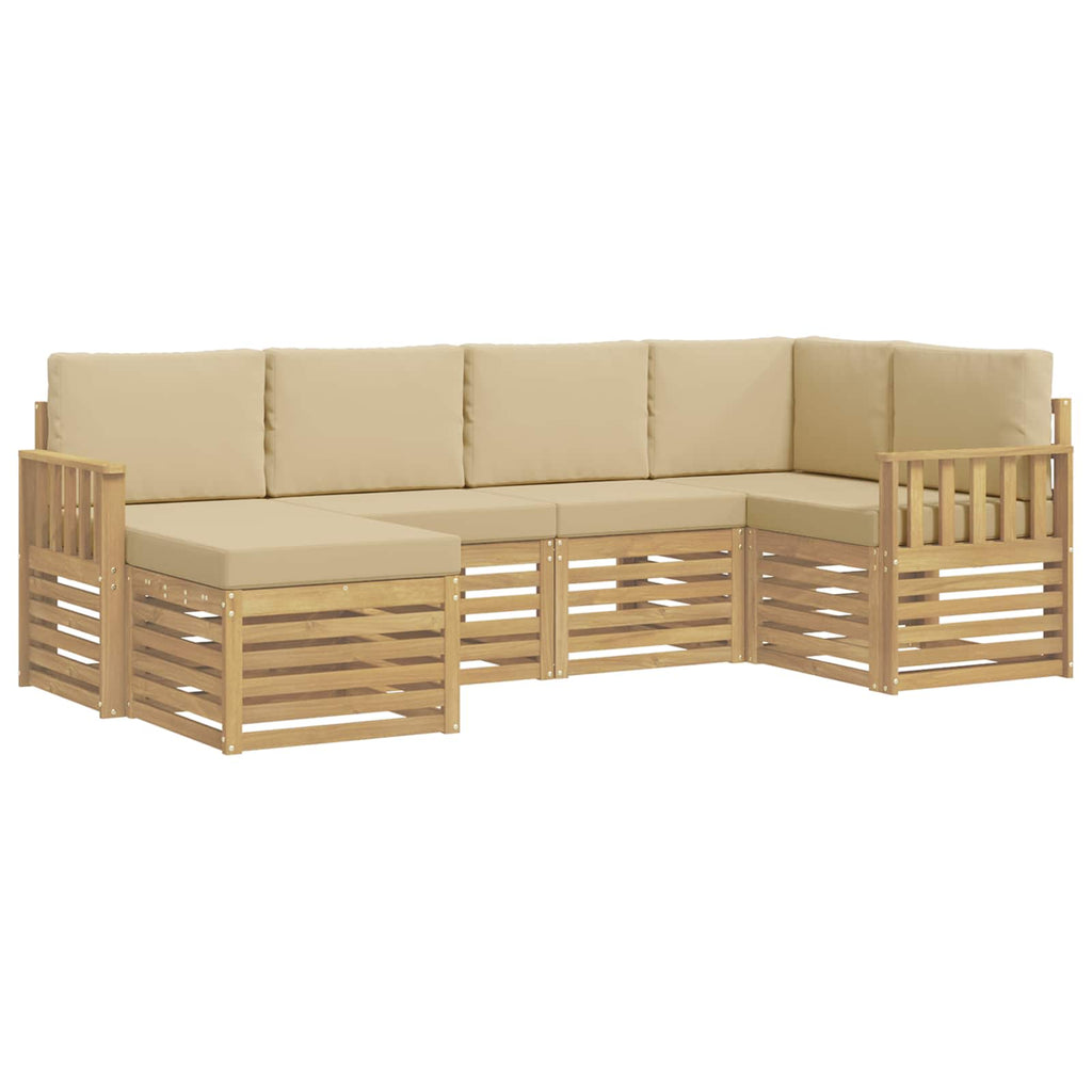 vidaXL Zestaw sof na zewnątrz 6 pcs Biały i Beżowy 247 x 128,5 x 73 cm