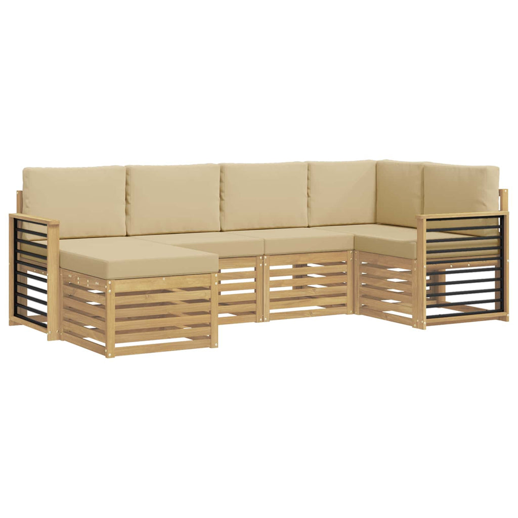 vidaXL Zestaw sof na zewnątrz 6 pcs Biały i Beżowy Poliester