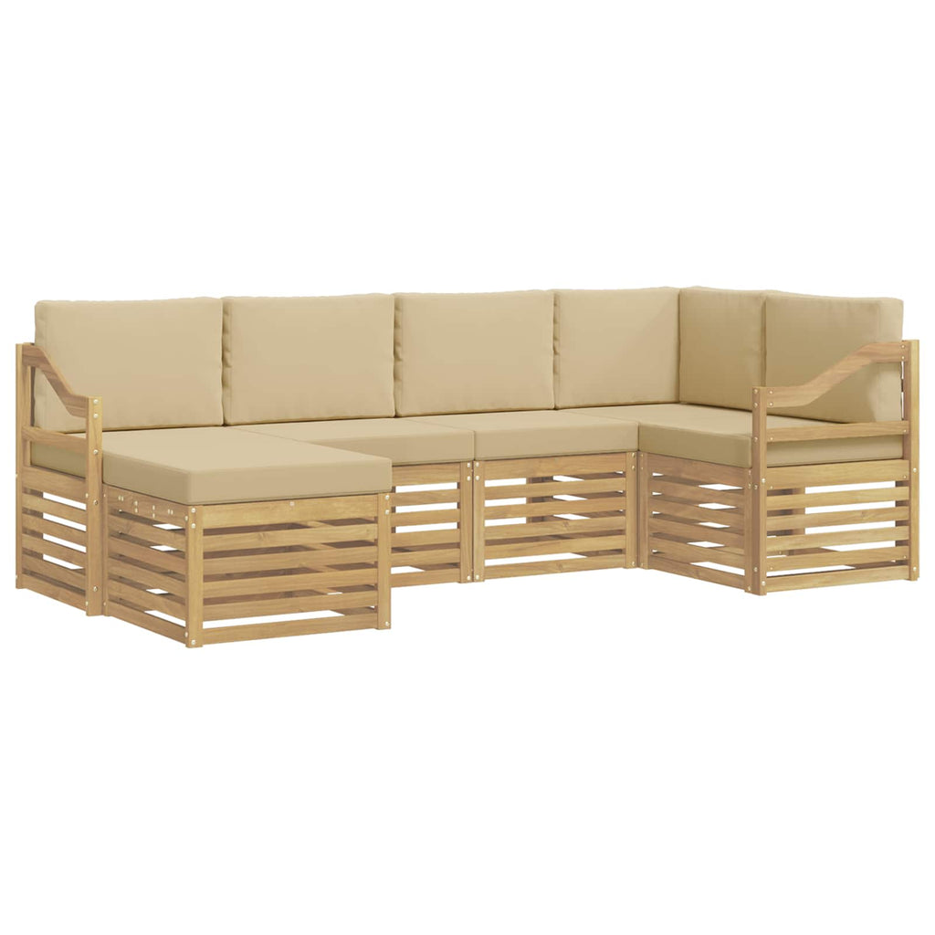vidaXL Zestaw sof na zewnątrz 6 pcs Biały i Beżowy Poliester