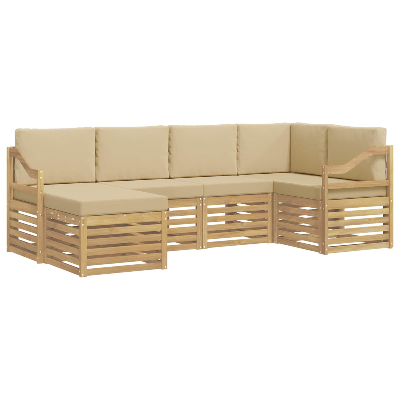 vidaXL Zestaw sof na zewnątrz 6 pcs Biały i Beżowy Poliester