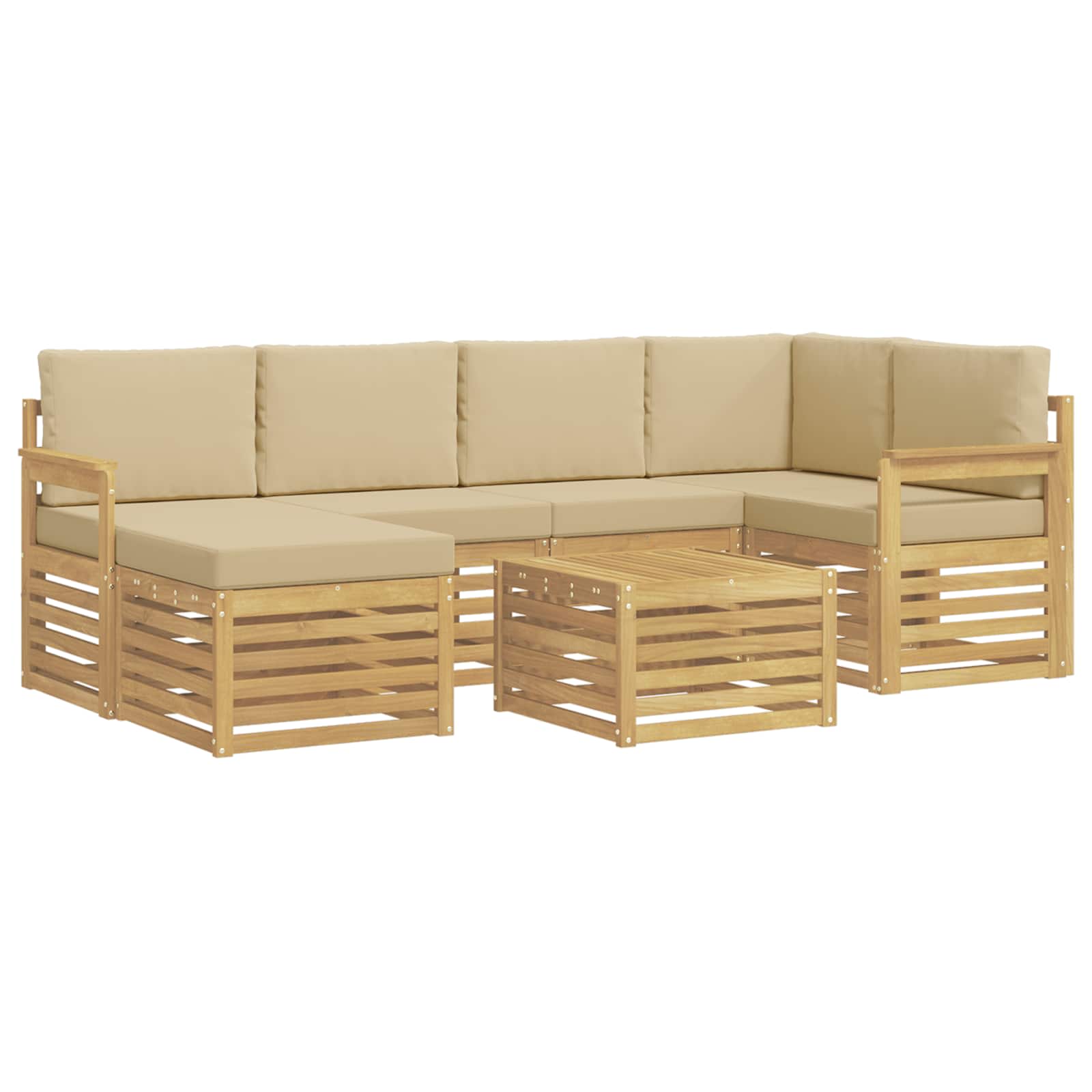 vidaXL Zestaw sof na zewnątrz 7 pcs Biały i Beżowy 59 x 59 x 37 cm