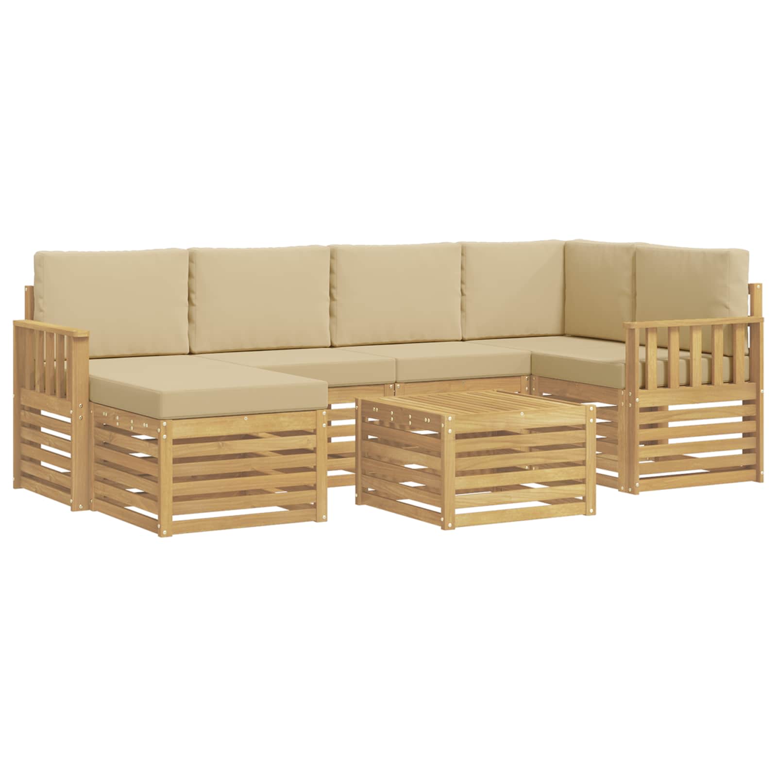 vidaXL Zestaw sof na zewnątrz 7 pcs Biały i Beżowy 59 x 59 x 37 cm