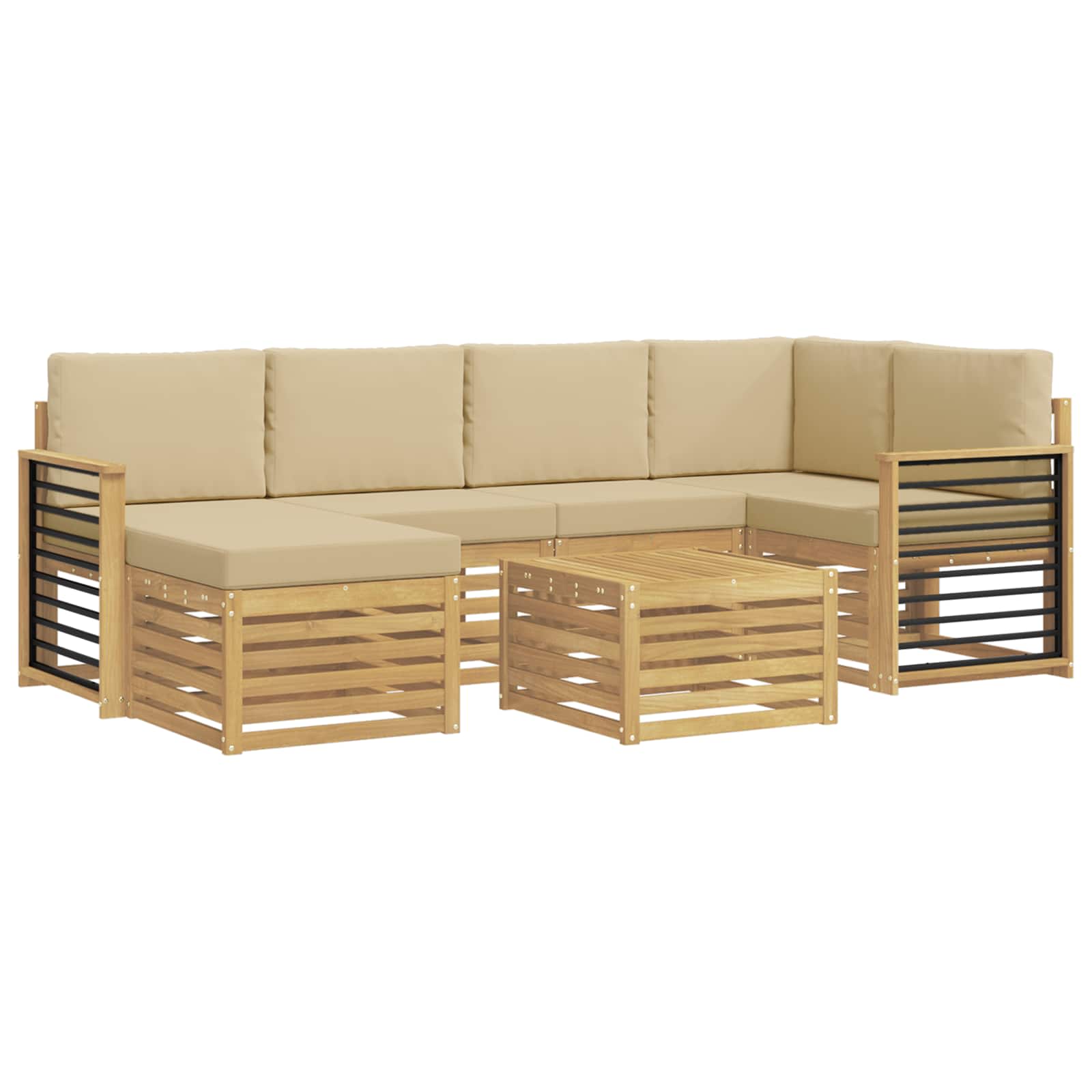 vidaXL Zestaw sof na zewnątrz 7 pcs Biały i Beżowy Poliester