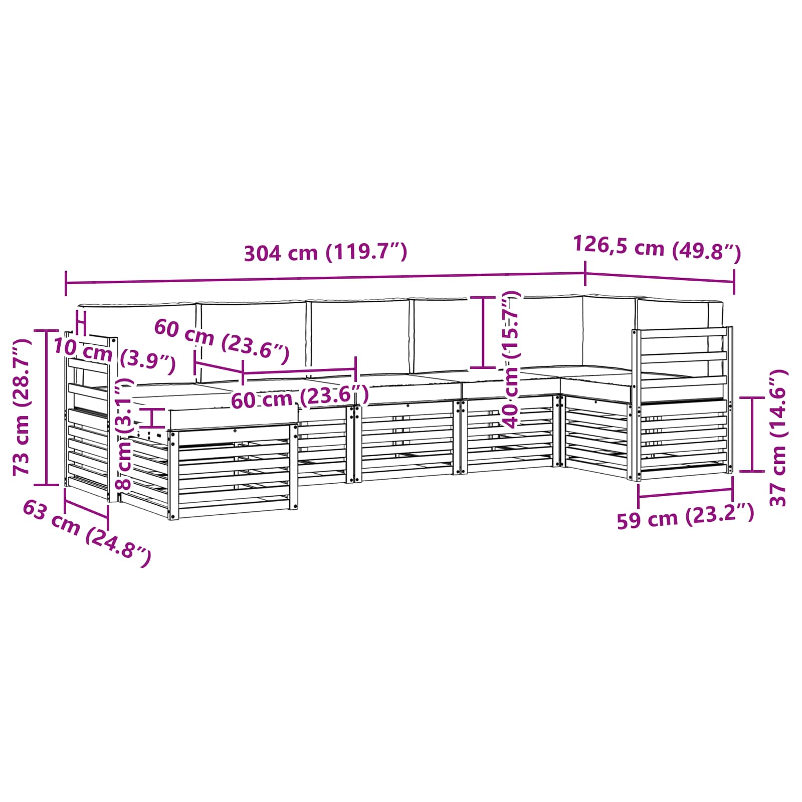 vidaXL Zestaw sof na zewnątrz 7 pcs Biały i jasnoszary