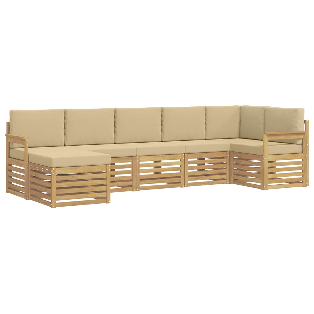 vidaXL Zestaw sof na zewnątrz 6 pcs Biały i beżowy 306 x 128,5 x 73 cm