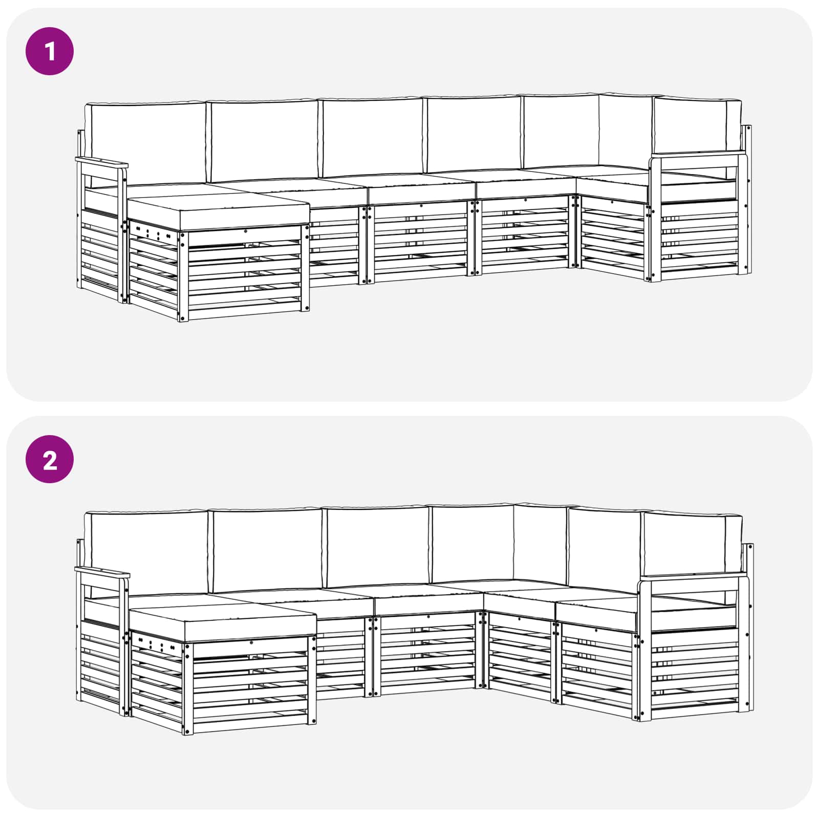 vidaXL Zestaw sof na zewnątrz 6 pcs Biały i beżowy 306 x 128,5 x 73 cm