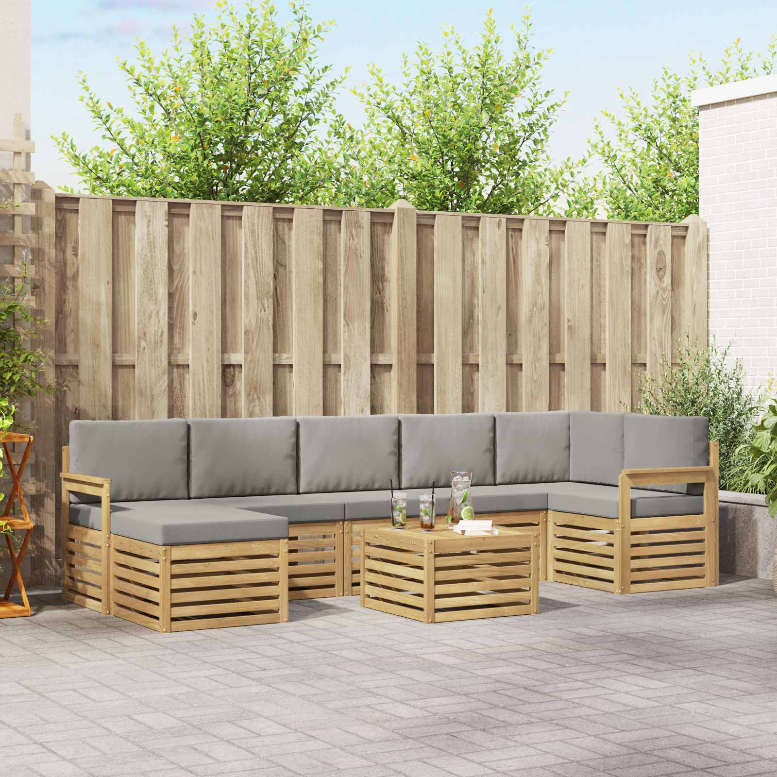 vidaXL Zestaw sof na zewnątrz 7 pcs Biały i jasnoszary 59 x 59 x 37 cm