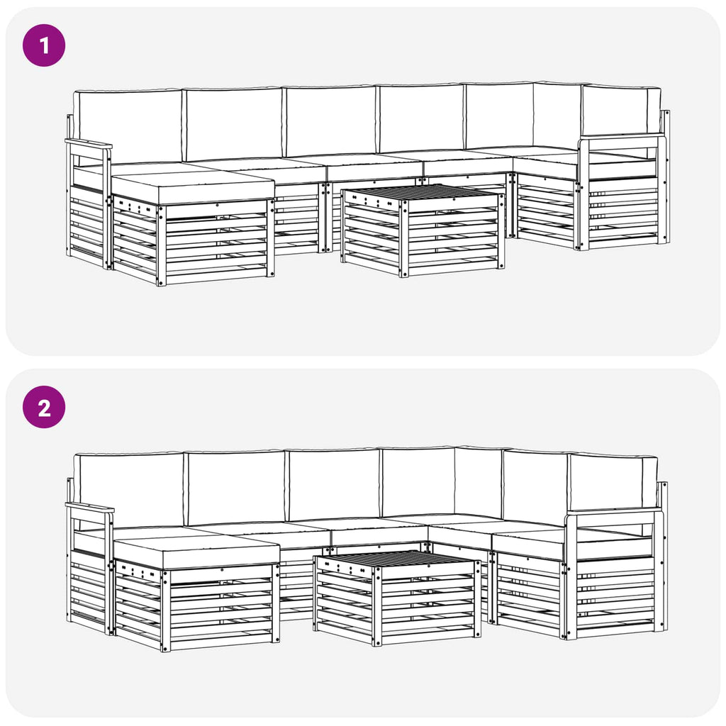 vidaXL Zestaw sof na zewnątrz 7 pcs Biały i beżowy 59 x 59 x 37 cm