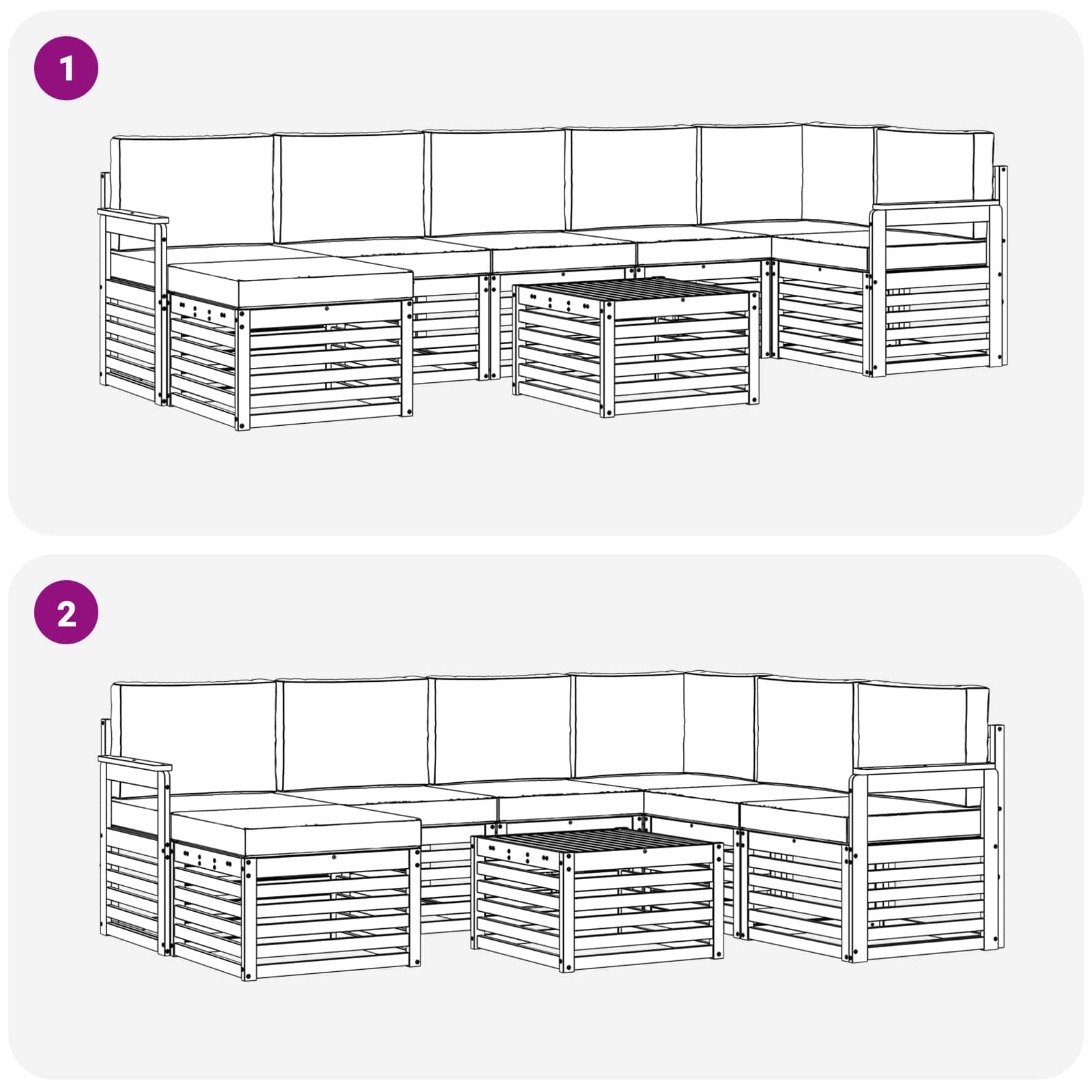 vidaXL Zestaw sof na zewnątrz 7 pcs Biały i beżowy 59 x 59 x 37 cm