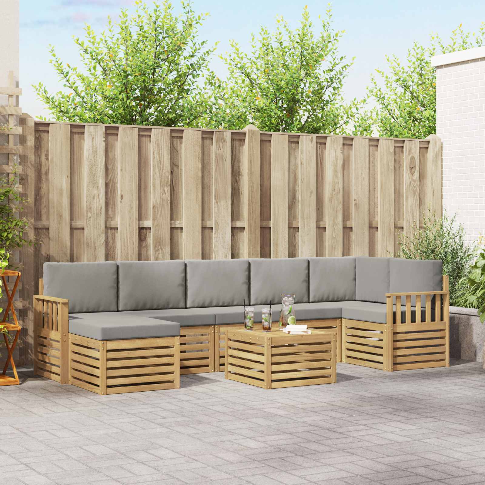 vidaXL Zestaw sof na zewnątrz 7 pcs Biały i jasnoszary 59 x 59 x 37 cm