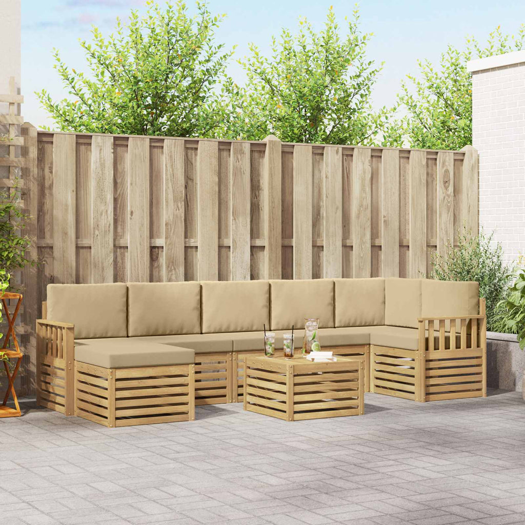 vidaXL Zestaw sof na zewnątrz 7 pcs Biały i beżowy 59 x 59 x 37 cm