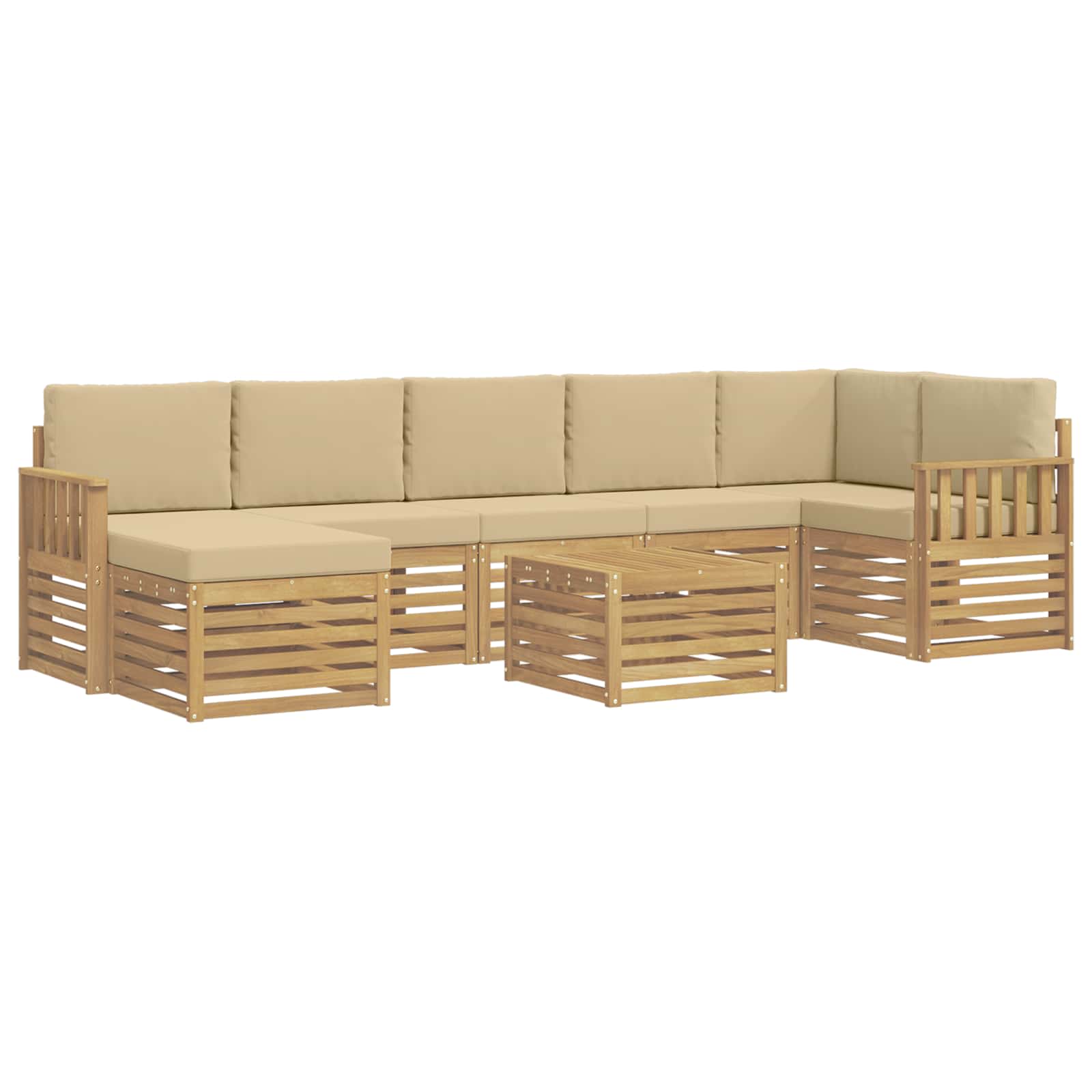 vidaXL Zestaw sof na zewnątrz 7 pcs Biały i beżowy 59 x 59 x 37 cm