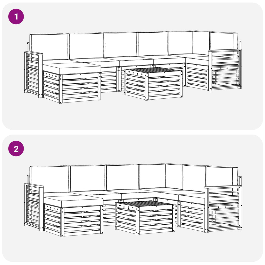 vidaXL Zestaw sof na zewnątrz 8 pcs Biały i Beżowy 59 x 59 x 37 cm