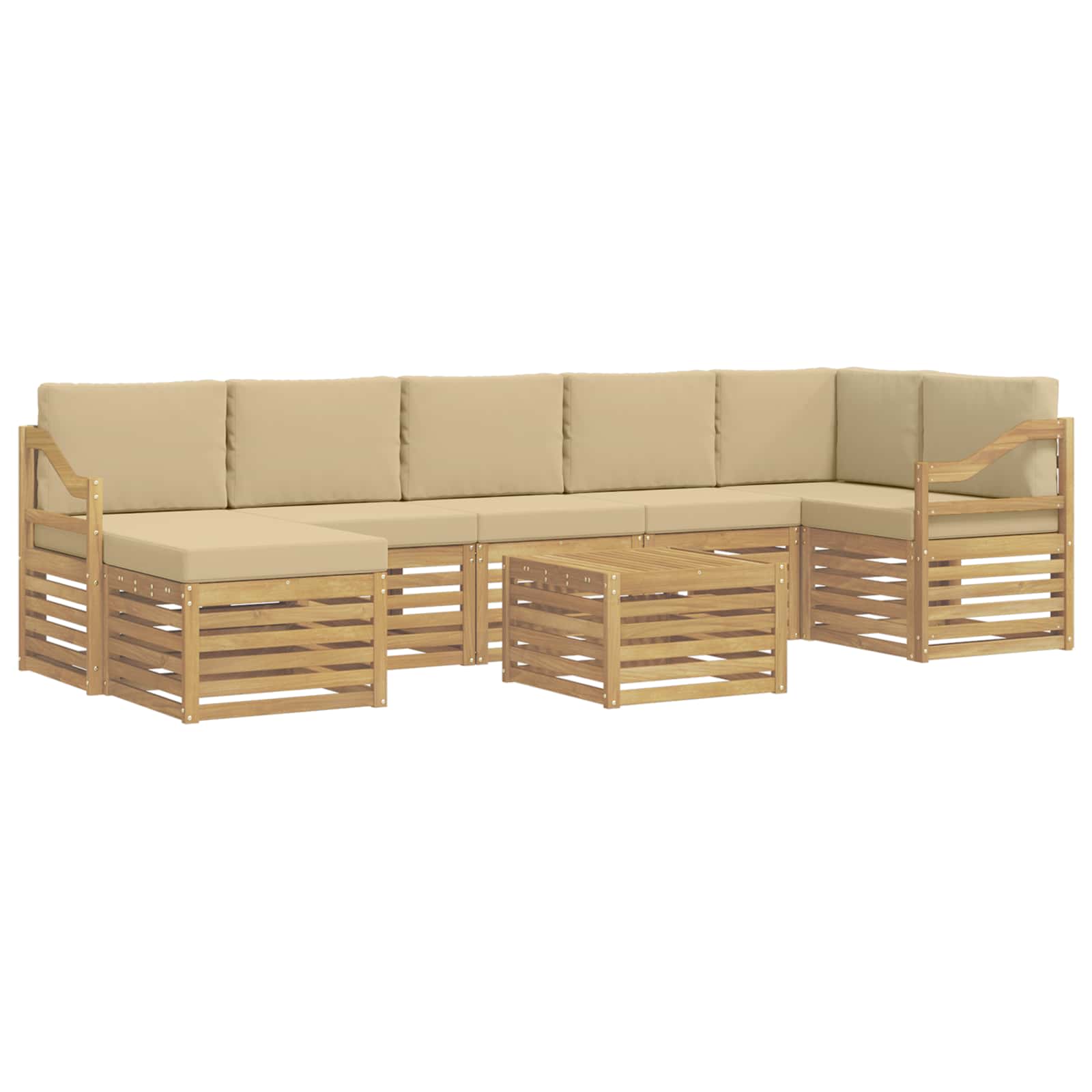 vidaXL Zestaw sof na zewnątrz 8 pcs Biały i Beżowy 59 x 59 x 37 cm