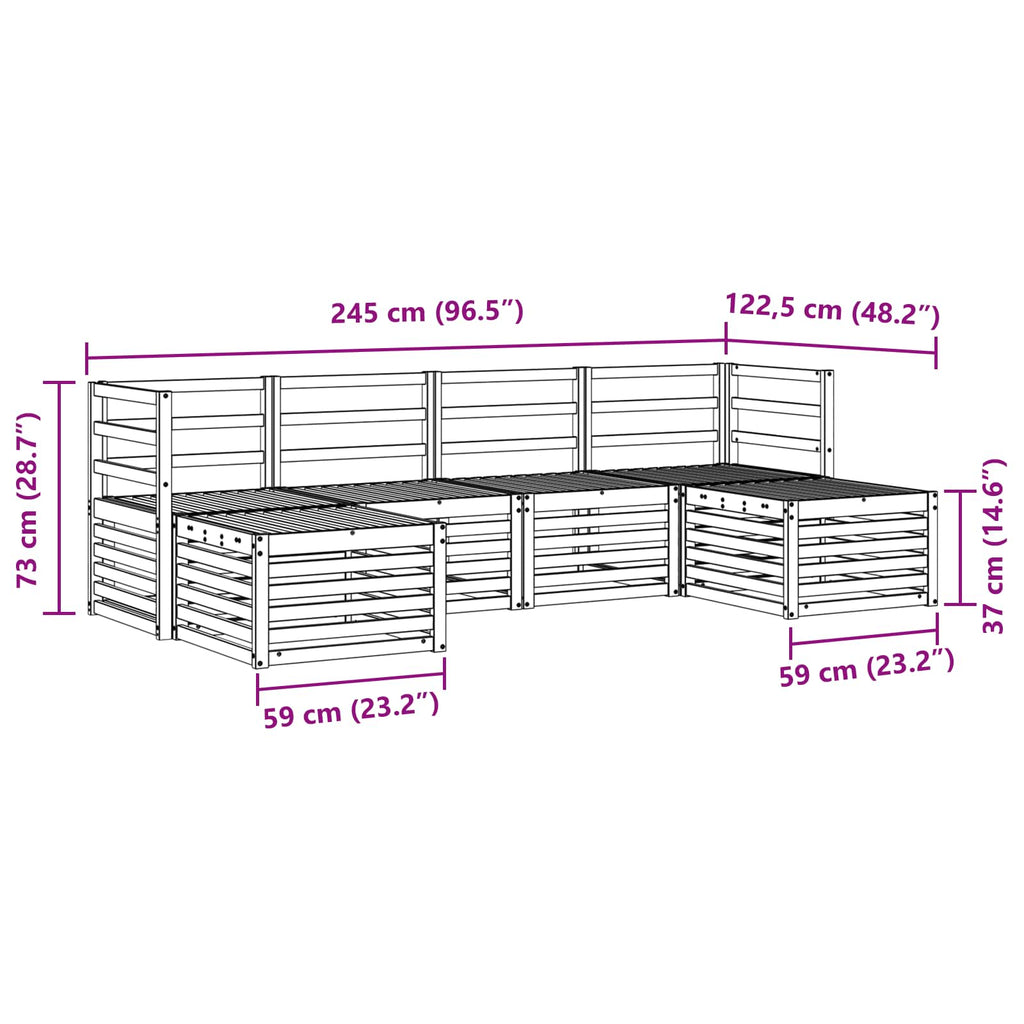 vidaXL Zestawy sof 6 pcs Biały Lite Drewno Akacji