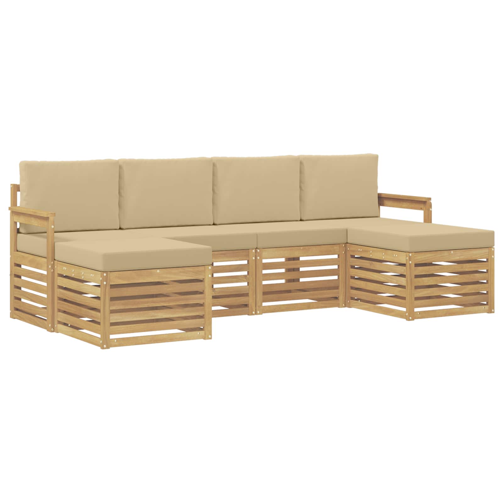 vidaXL Zestaw sof na zewnątrz 5 pcs Biały i beżowy 249 x 122,5 x 73 cm