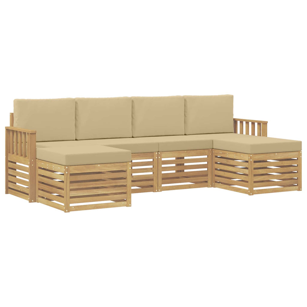 vidaXL Zestaw sof na zewnątrz 5 pcs Biały i beżowy 249 x 122,5 x 73 cm