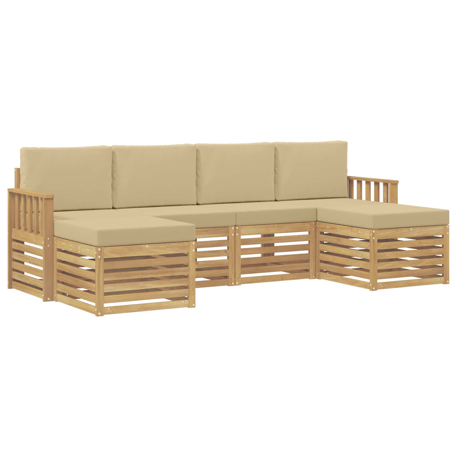 vidaXL Zestaw sof na zewnątrz 5 pcs Biały i beżowy 249 x 122,5 x 73 cm