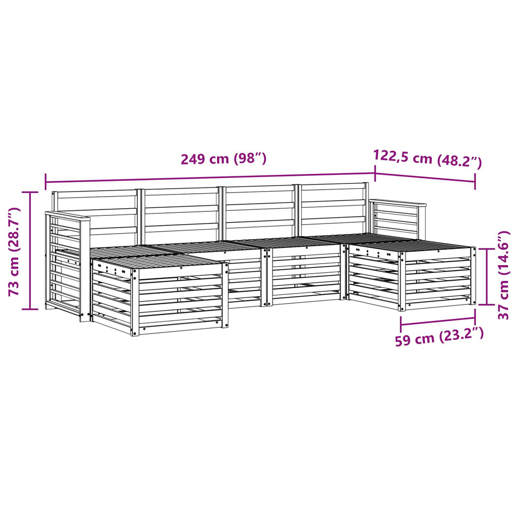 vidaXL Zestawy sof 6 pcs Biały Lite Drewno Akacji