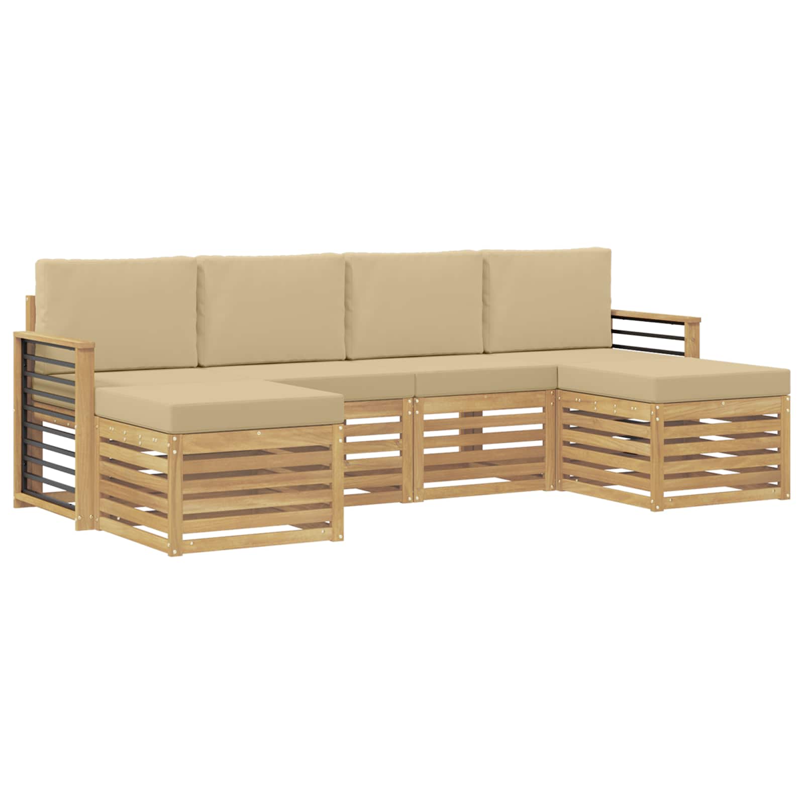 vidaXL Zestawy sof z poduszką 6 pcs Biały i Beżowy Poliester