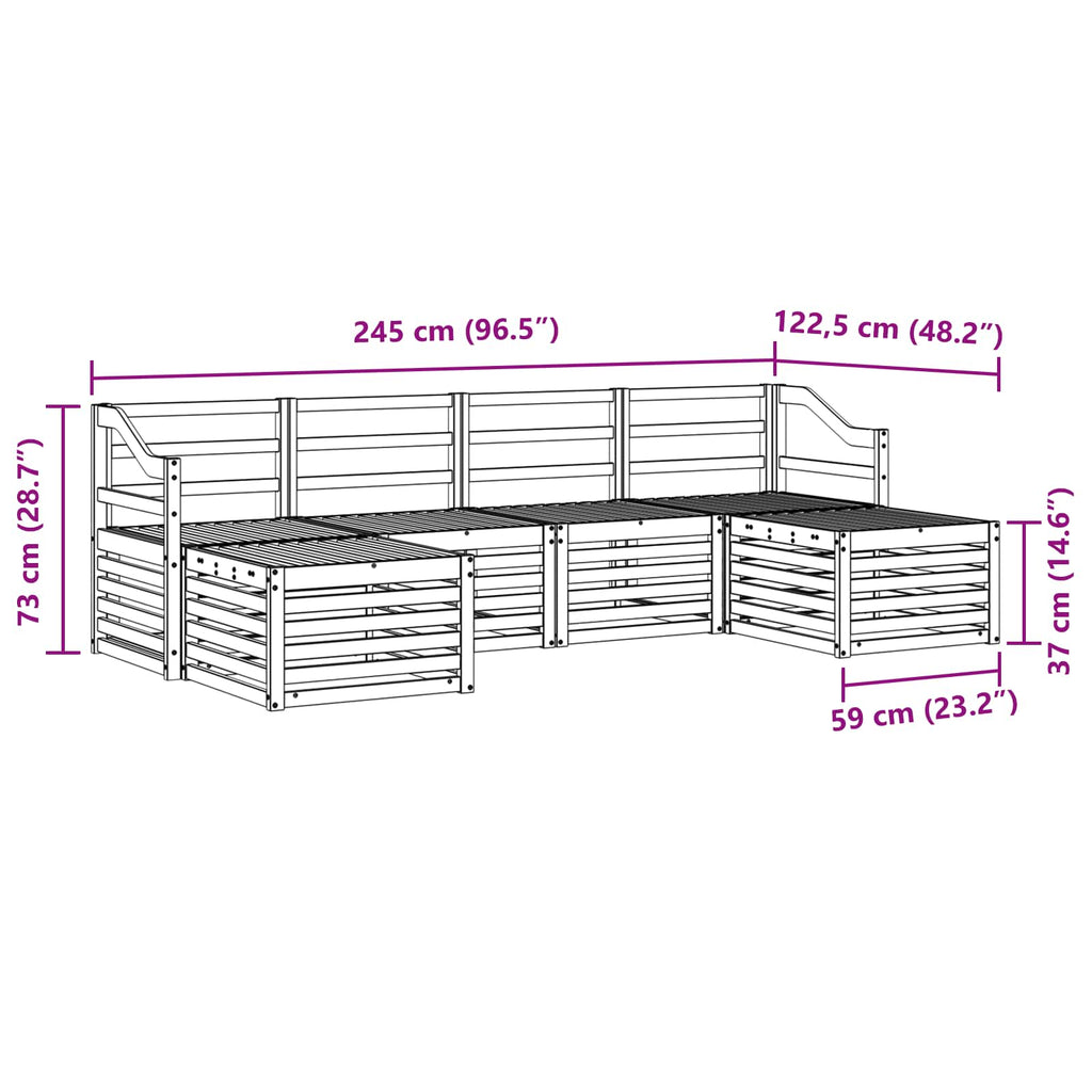 vidaXL Zestawy sof 6 pcs Biały Lite Drewno Akacji