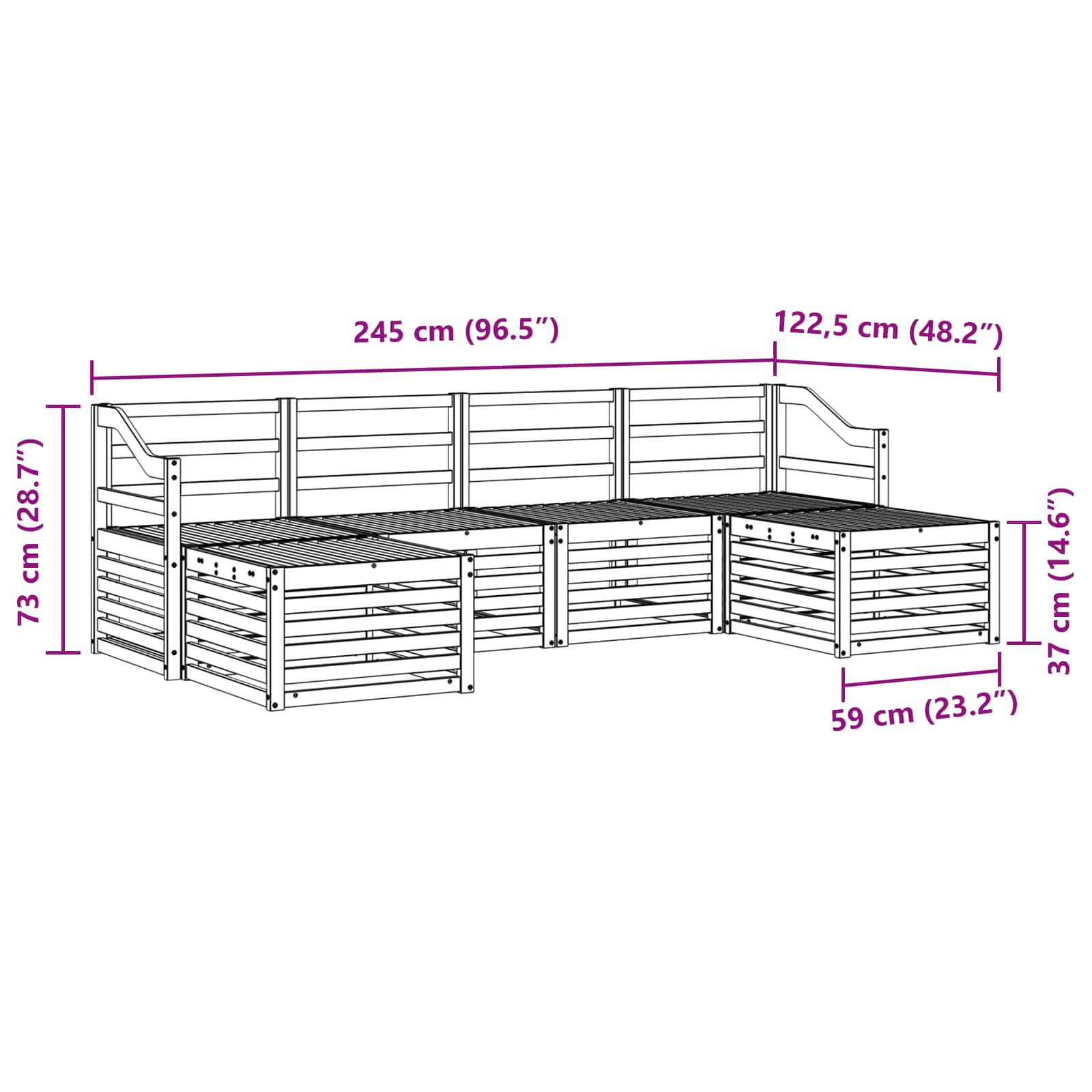 vidaXL Zestawy sof 6 pcs Biały Lite Drewno Akacji