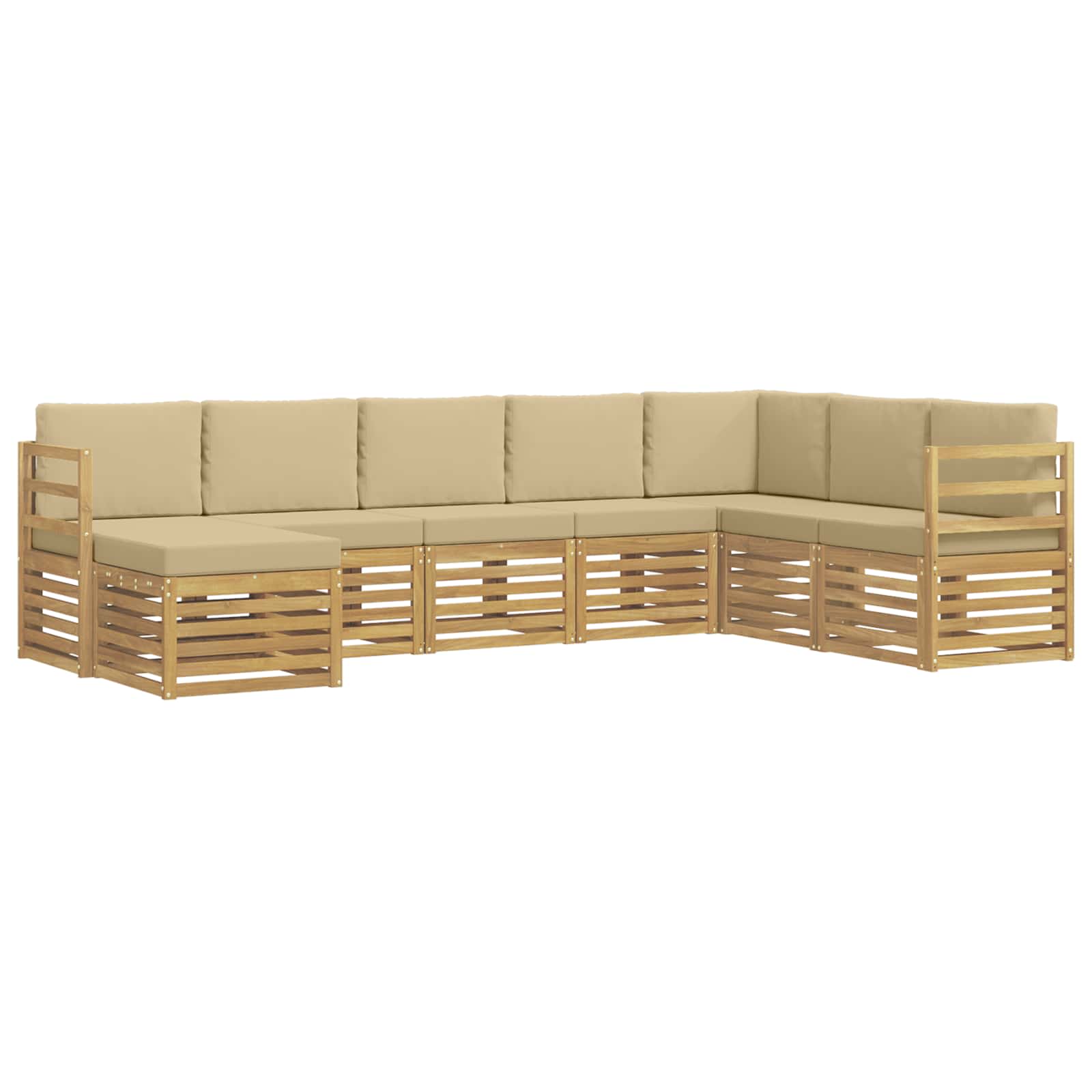 vidaXL Zestaw sof na zewnątrz 8 pcs Biały i Beżowy 304 x 185,5 x 73 cm
