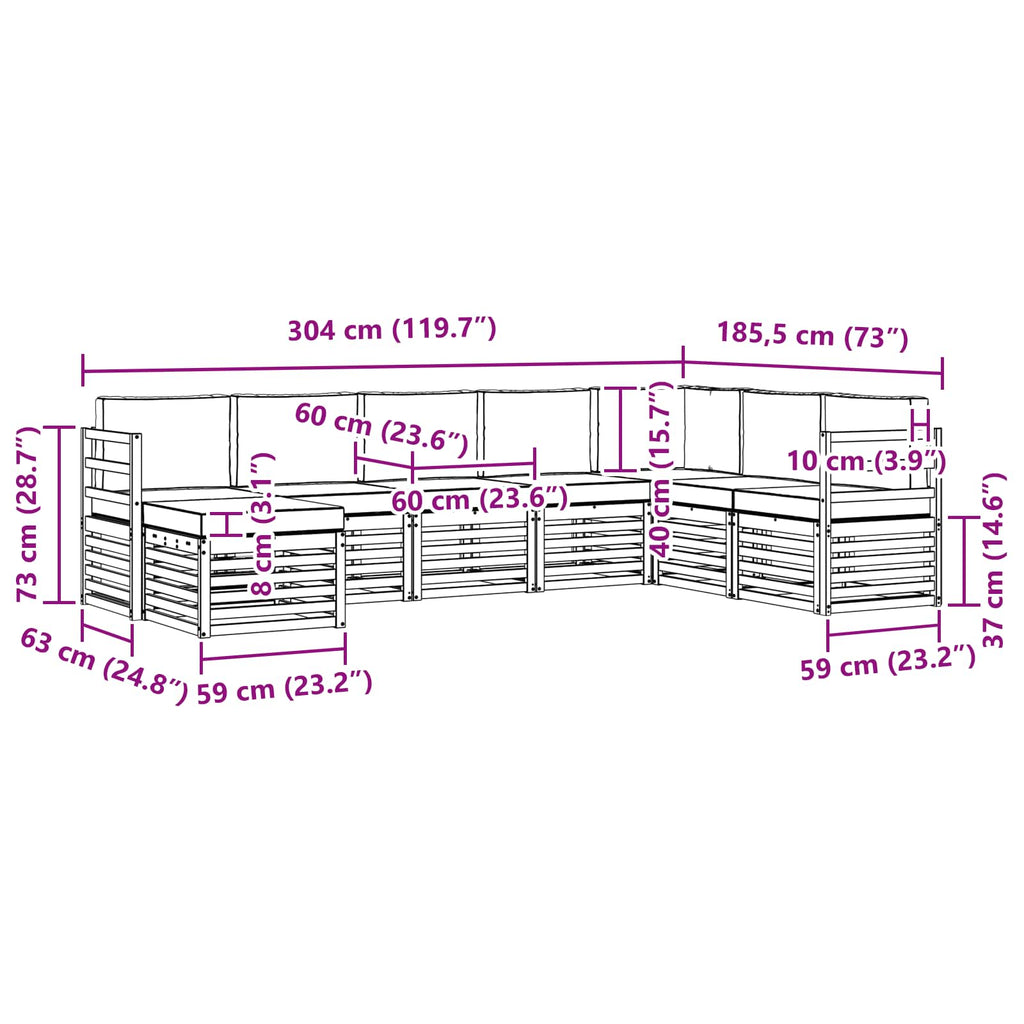 vidaXL Zestaw sof na zewnątrz 8 pcs Biały i Beżowy 304 x 185,5 x 73 cm