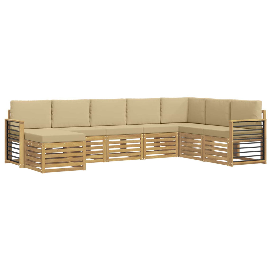 vidaXL Zestaw sof na zewnątrz 8 pcs Biały i Beżowy 306 x 187,5 x 73 cm