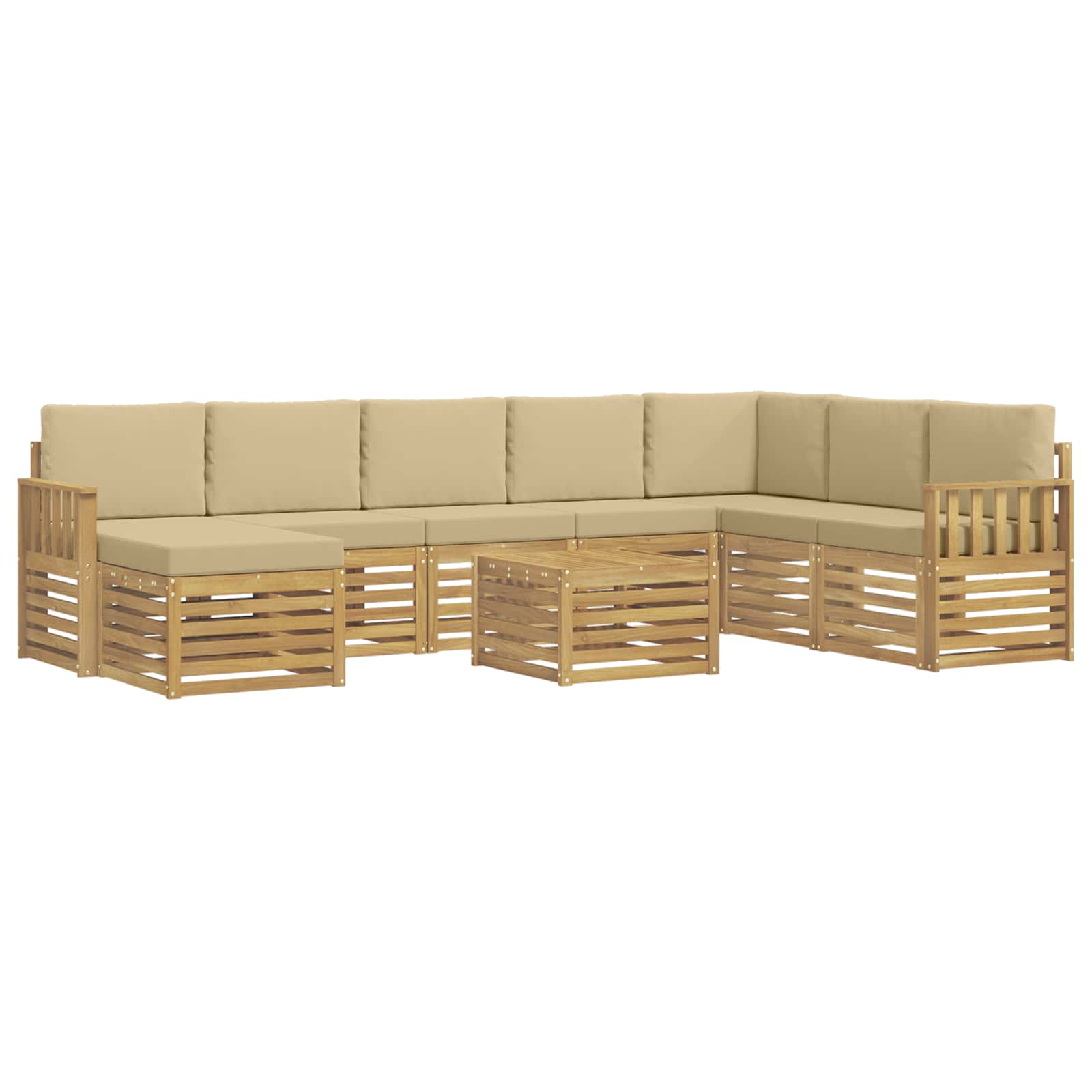vidaXL Zestaw sof na zewnątrz 7 pcs Biały i beżowy 59 x 59 x 37 cm