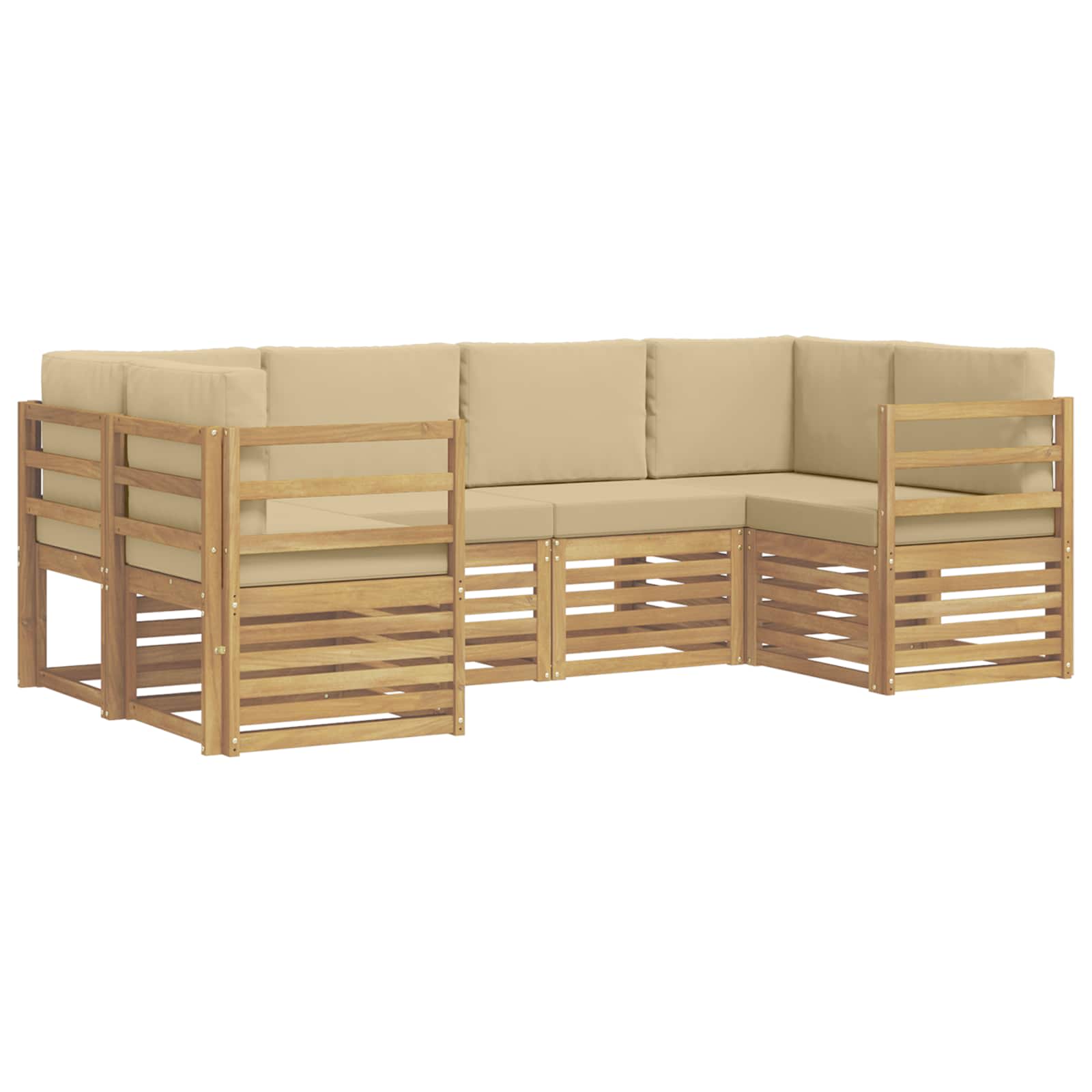 vidaXL Zestaw sofy narożnej 6 pcs Biały i Beżowy 245 x 126,5 x 73 cm