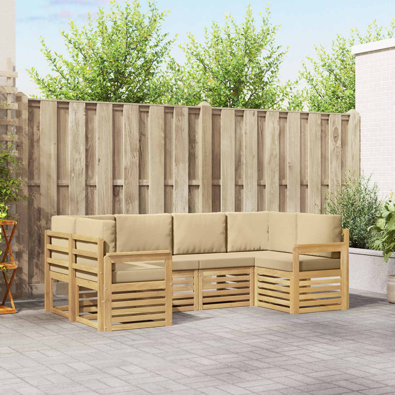 vidaXL Zestaw sof na zewnątrz 5 pcs Biały i beżowy 245 x 128,5 x 73 cm