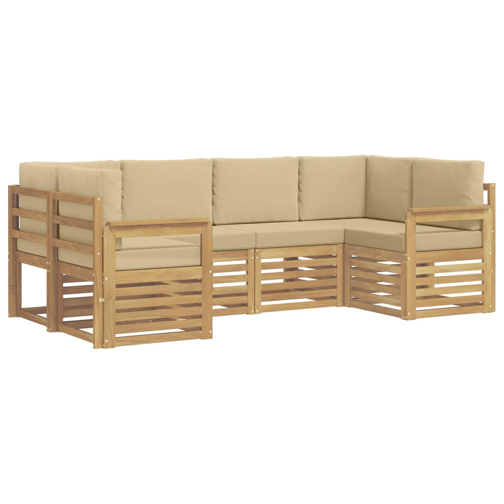 vidaXL Zestaw sof na zewnątrz 5 pcs Biały i beżowy 245 x 128,5 x 73 cm
