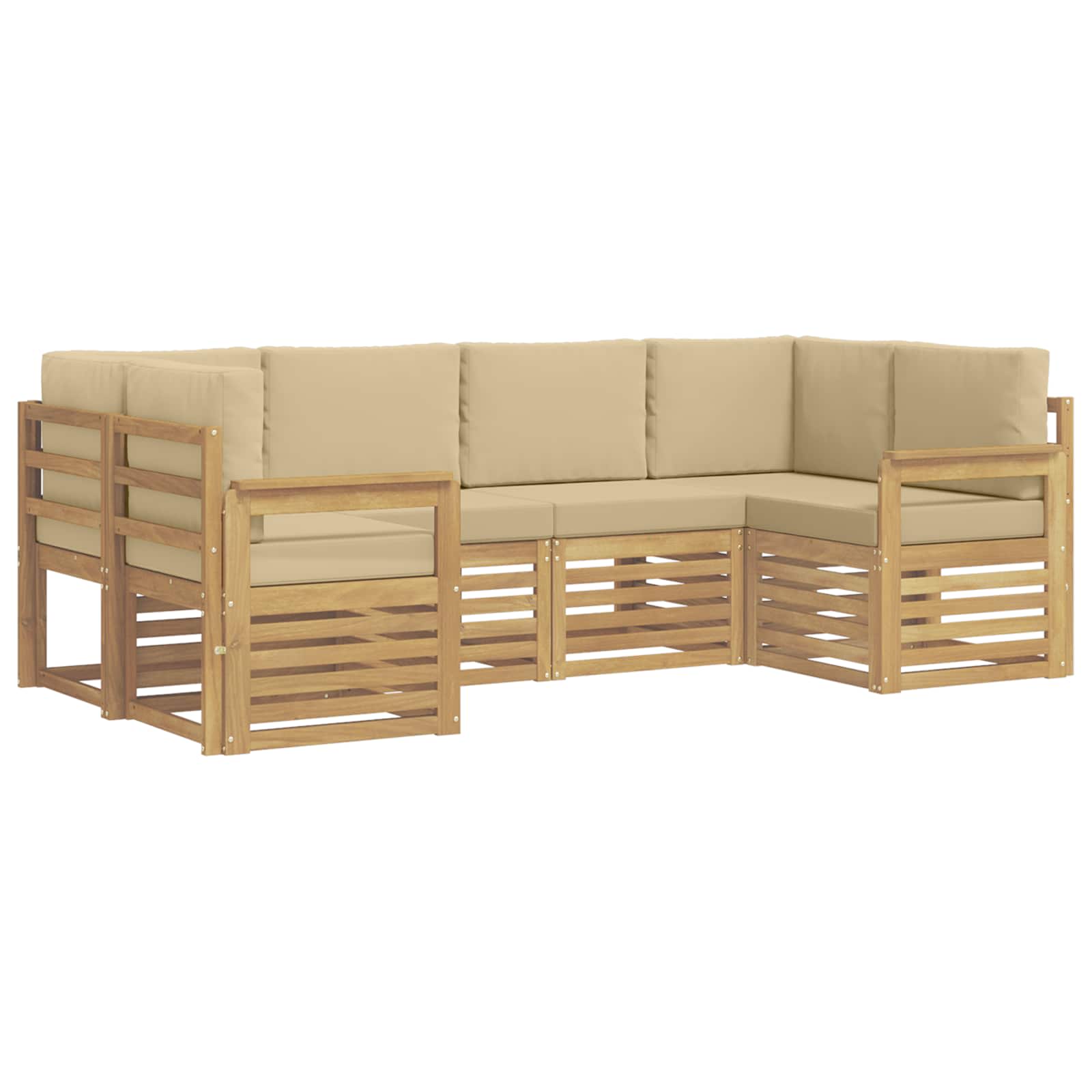vidaXL Zestaw sof na zewnątrz 5 pcs Biały i beżowy 245 x 128,5 x 73 cm
