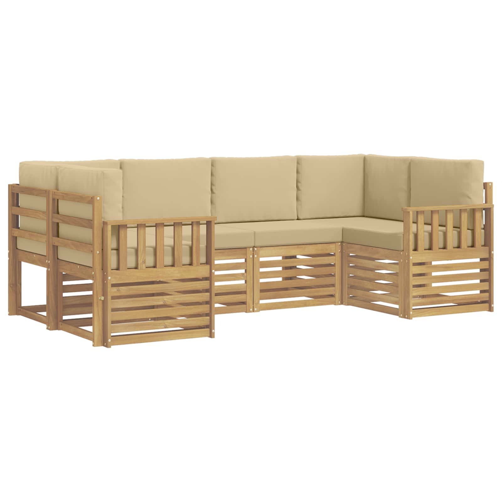 vidaXL Zestaw sof na zewnątrz 5 pcs Biały i beżowy 245 x 128,5 x 73 cm