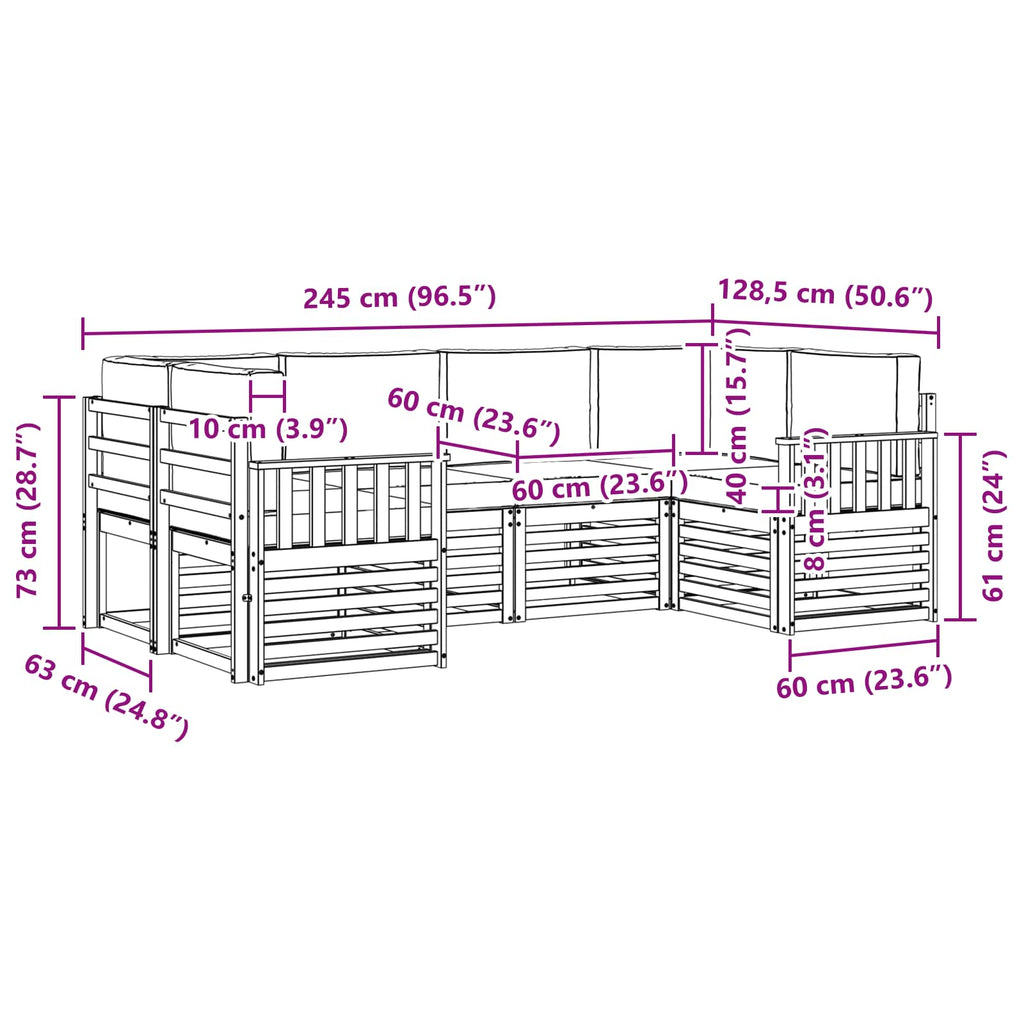 vidaXL Zestaw sof na zewnątrz 5 pcs Biały i beżowy 245 x 128,5 x 73 cm