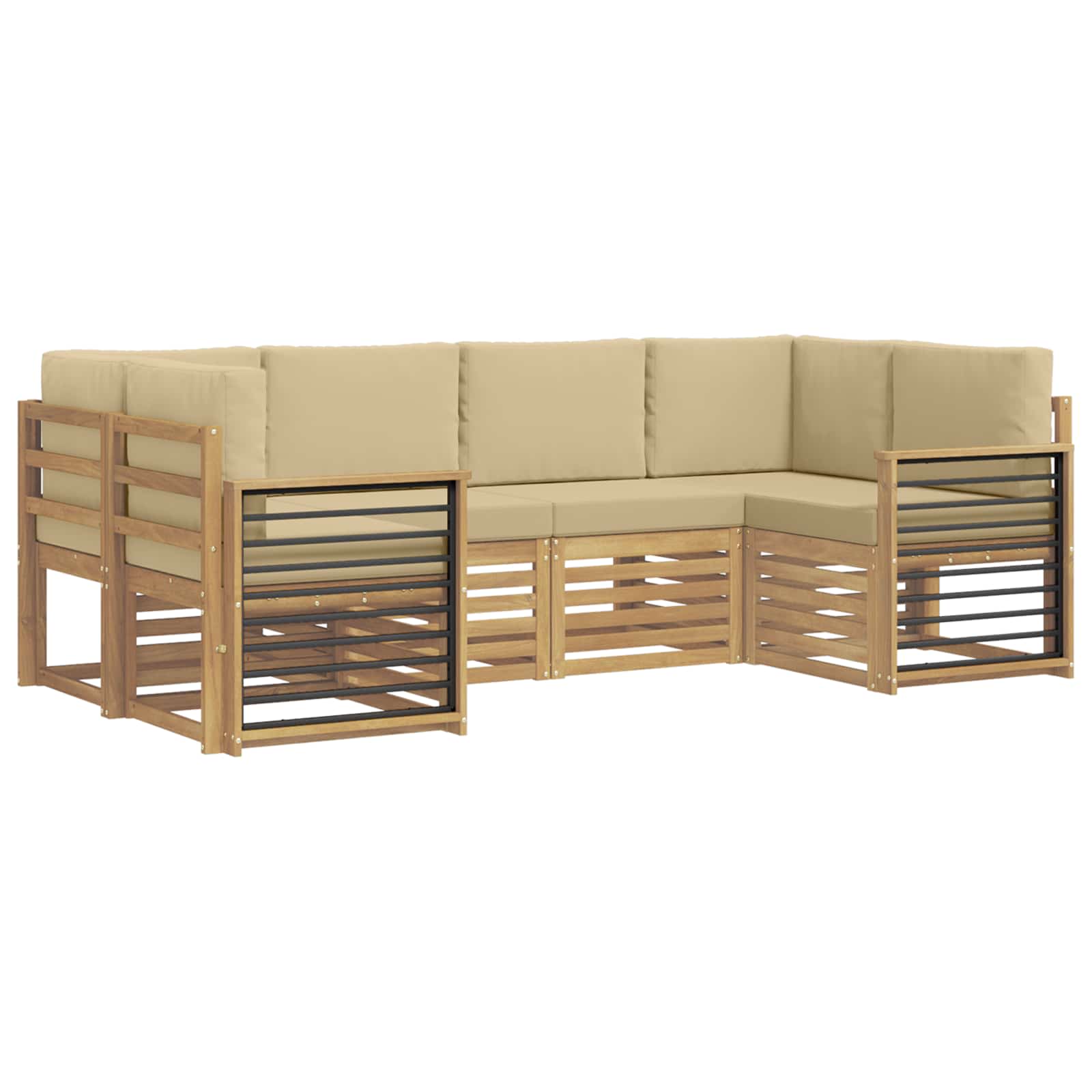 vidaXL Zestaw sofy narożnej 6 pcs Biały i Beżowy 245 x 128,5 x 73 cm