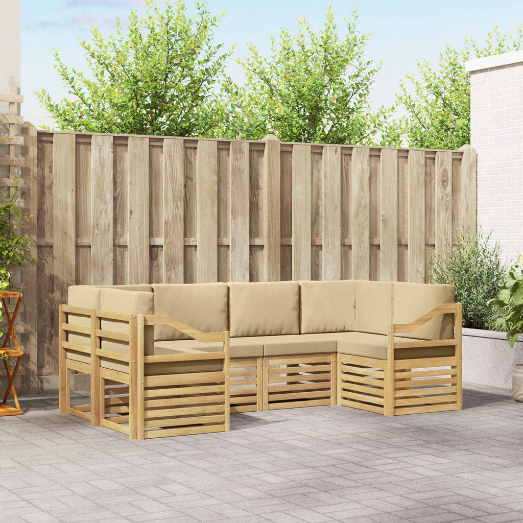 vidaXL Zestaw sofy narożnej 6 pcs Biały i Beżowy 245 x 126,5 x 73 cm