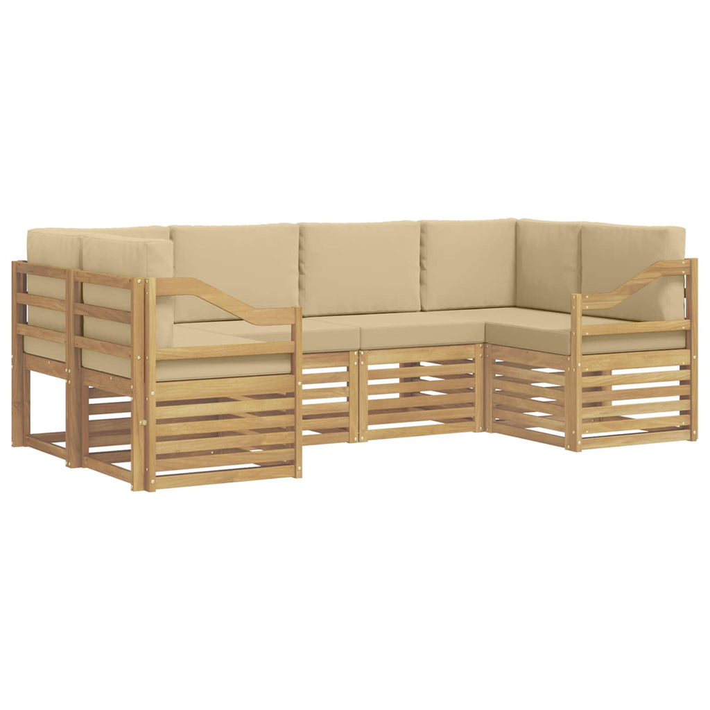 vidaXL Zestaw sofy narożnej 6 pcs Biały i Beżowy 245 x 126,5 x 73 cm