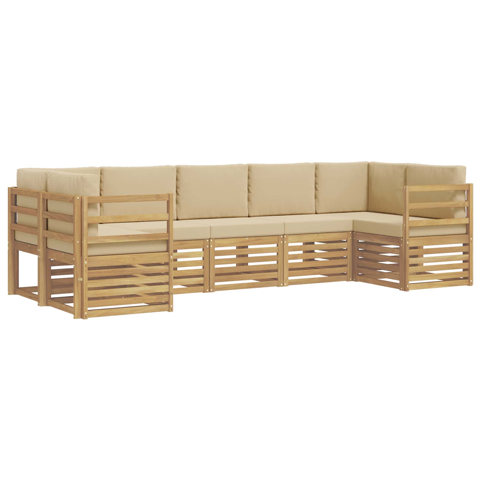 vidaXL Zestaw sofy narożnej 7 pcs Biały i Beżowy 304 x 126,5 x 73 cm