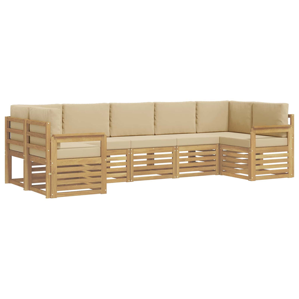 vidaXL Zestaw sof na zewnątrz 6 pcs Biały i beżowy 304 x 128,5 x 73 cm