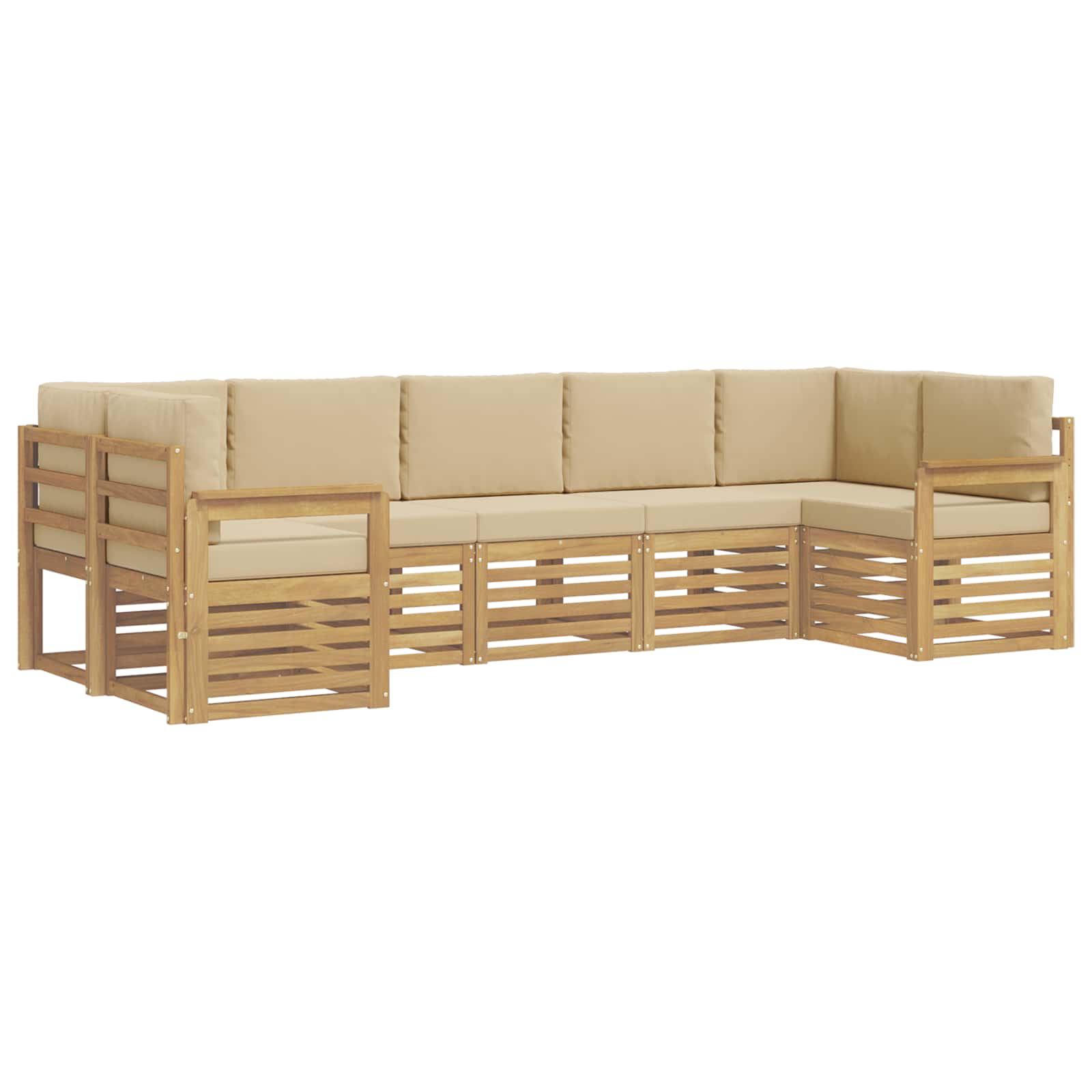 vidaXL Zestaw sof na zewnątrz 6 pcs Biały i beżowy 304 x 128,5 x 73 cm
