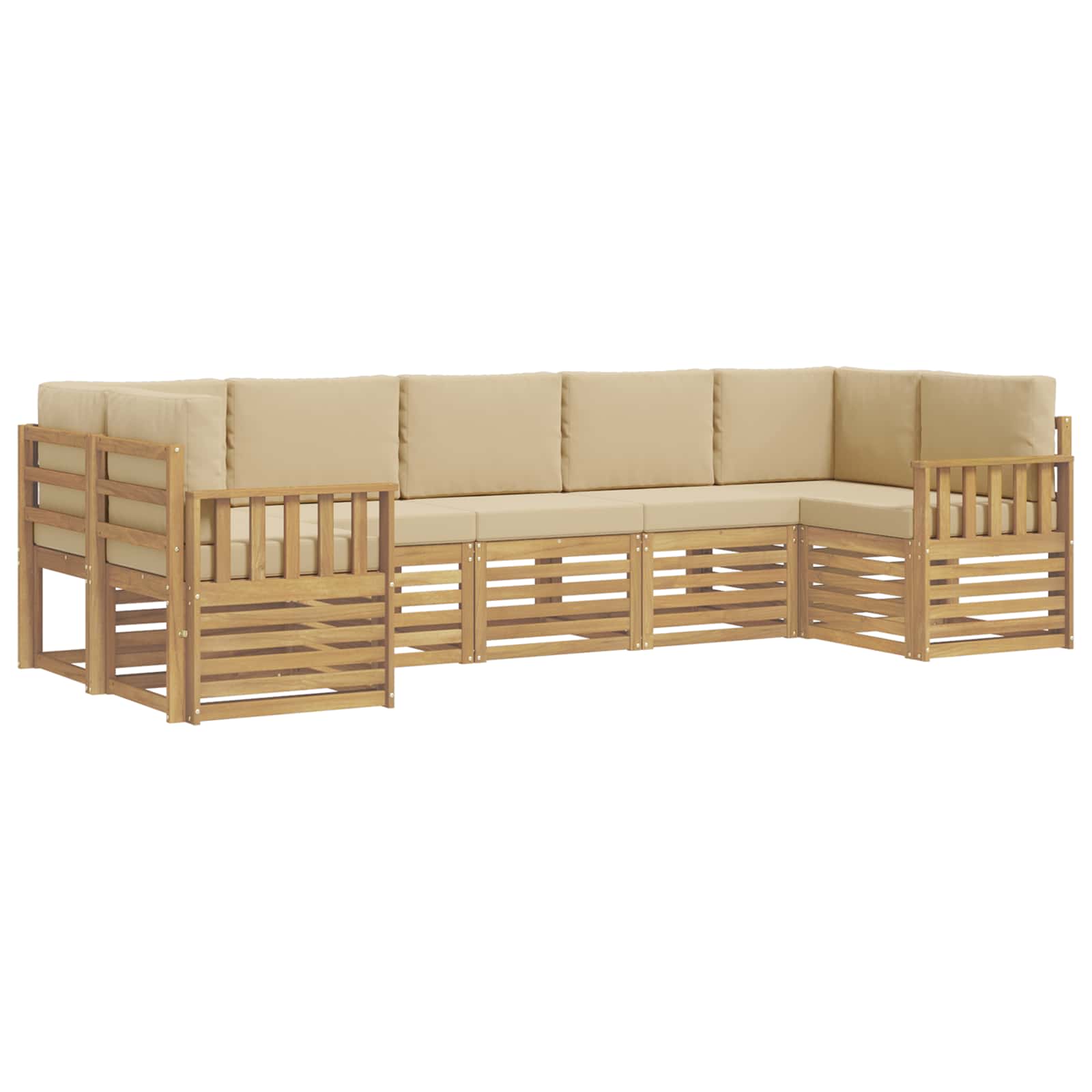 vidaXL Zestaw sof na zewnątrz 6 pcs Biały i beżowy 304 x 128,5 x 73 cm