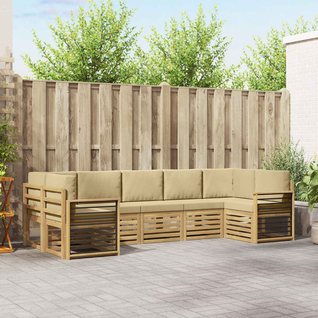 vidaXL Zestaw sofy narożnej 7 pcs Biały i Beżowy 304 x 128,5 x 73 cm