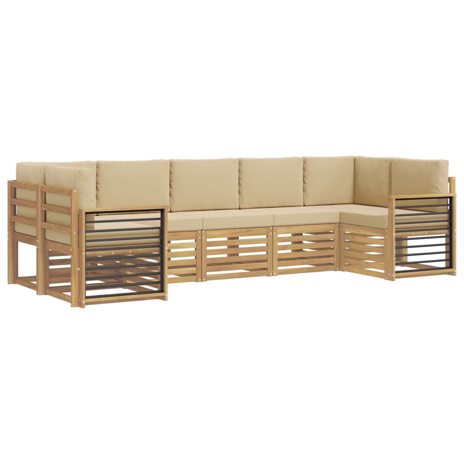 vidaXL Zestaw sofy narożnej 7 pcs Biały i Beżowy 304 x 128,5 x 73 cm