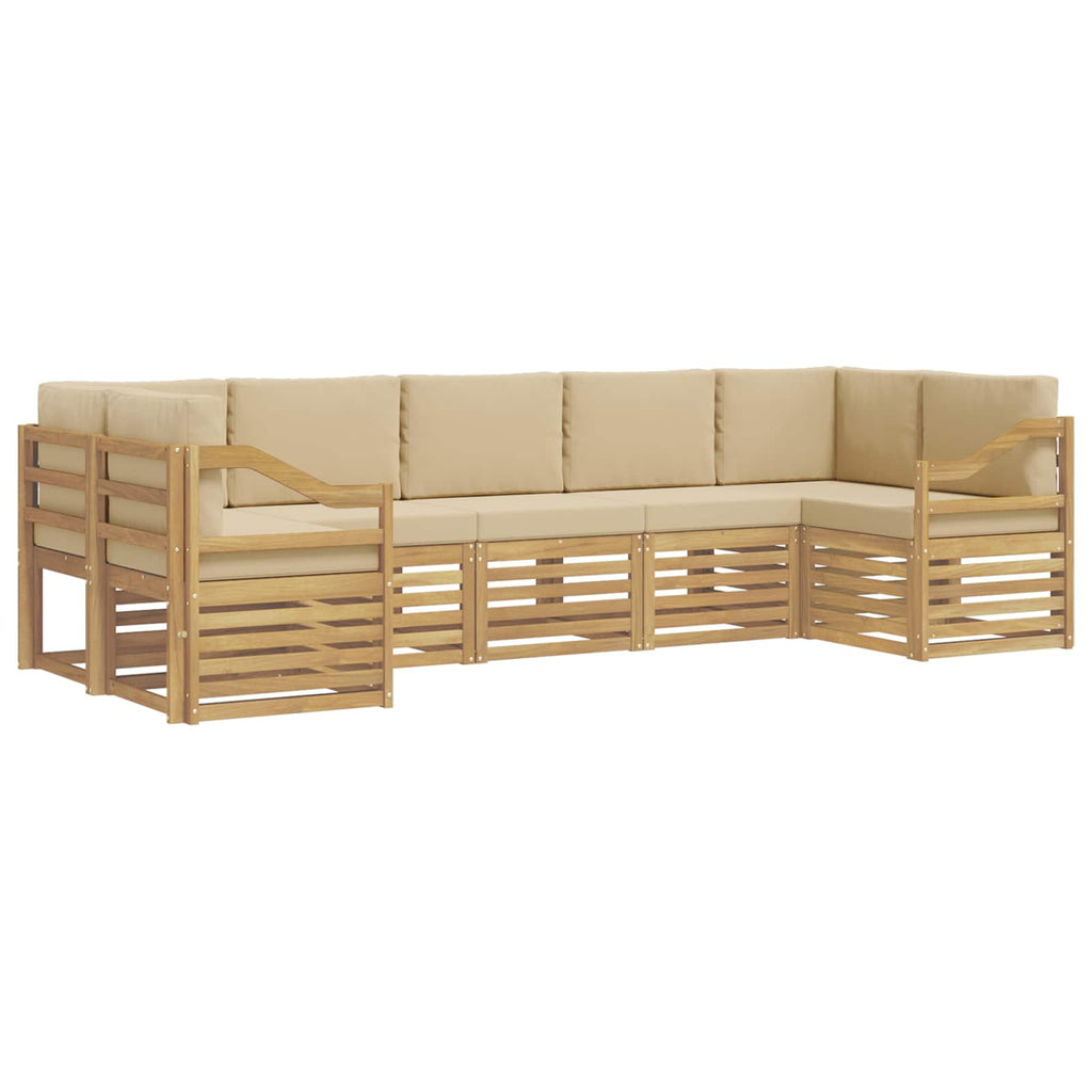 vidaXL Zestaw sofy narożnej 7 pcs Biały i Beżowy 304 x 126,5 x 73 cm